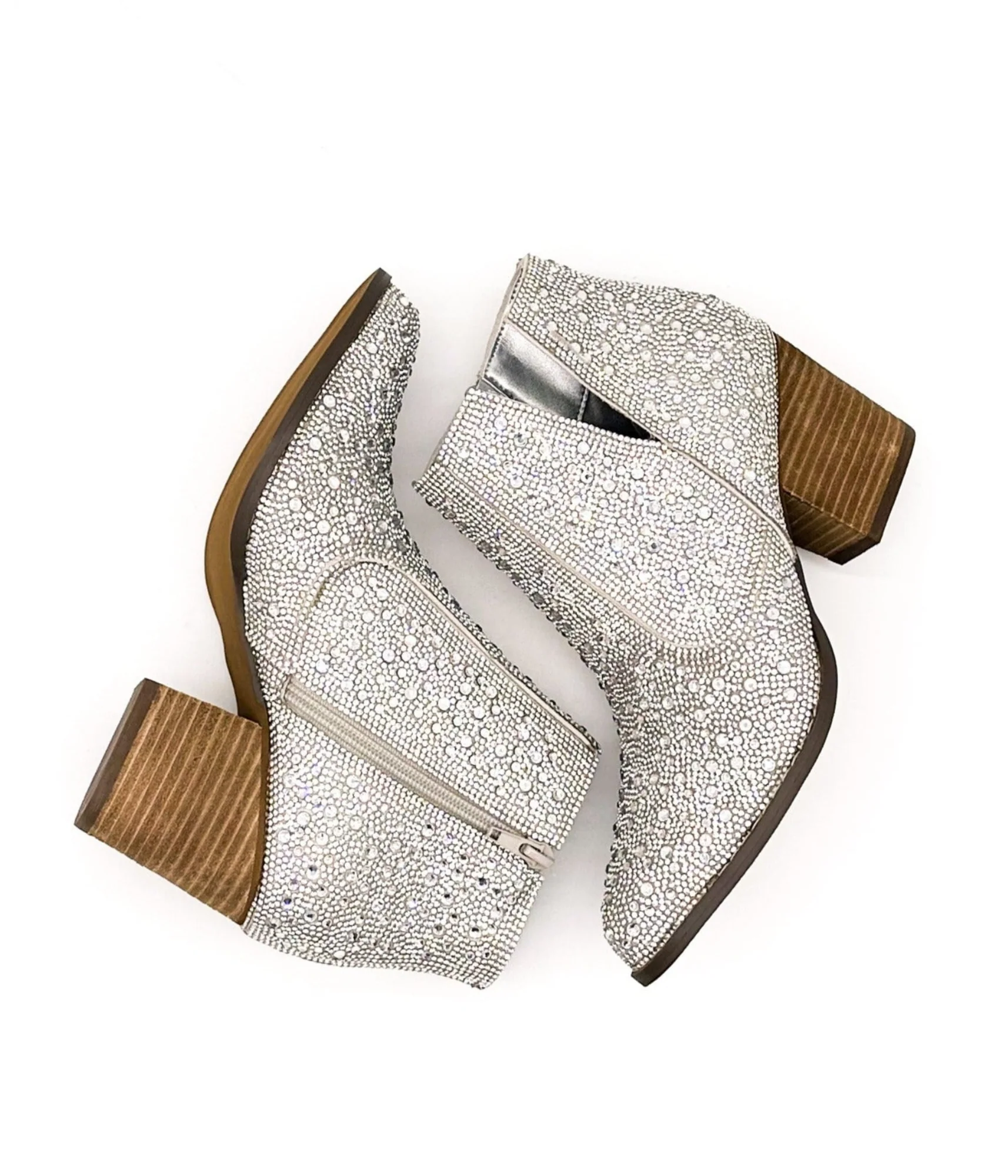 Shine Star Rhinestone Bootie in Silver - Image 12