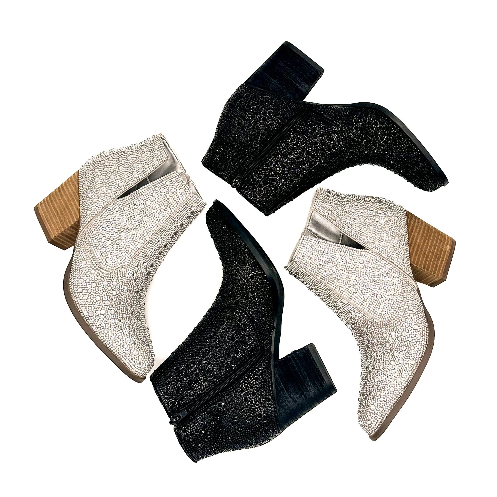 Shine Star Rhinestone Bootie in Silver - Image 13