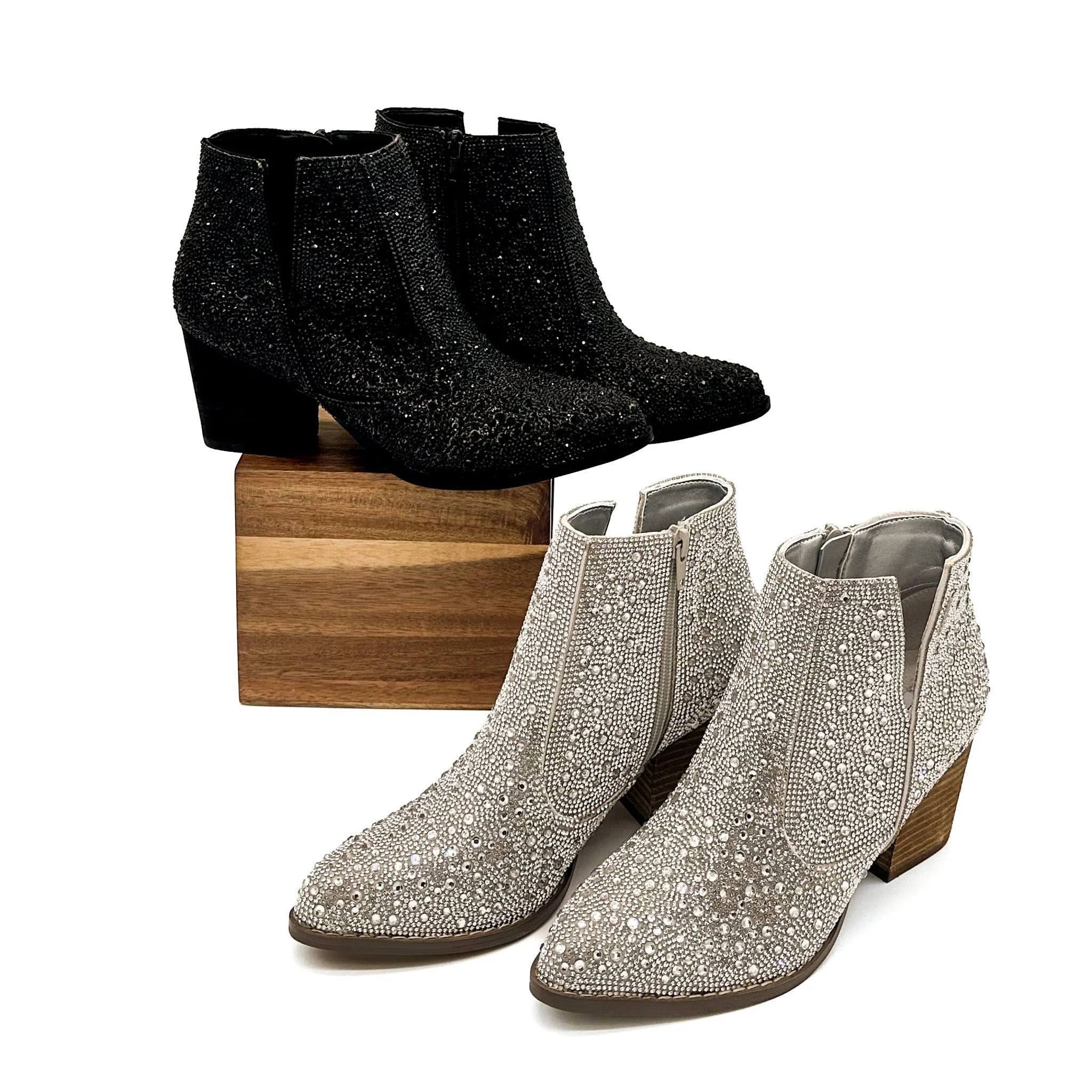 Shine Star Rhinestone Bootie in Silver - Image 14