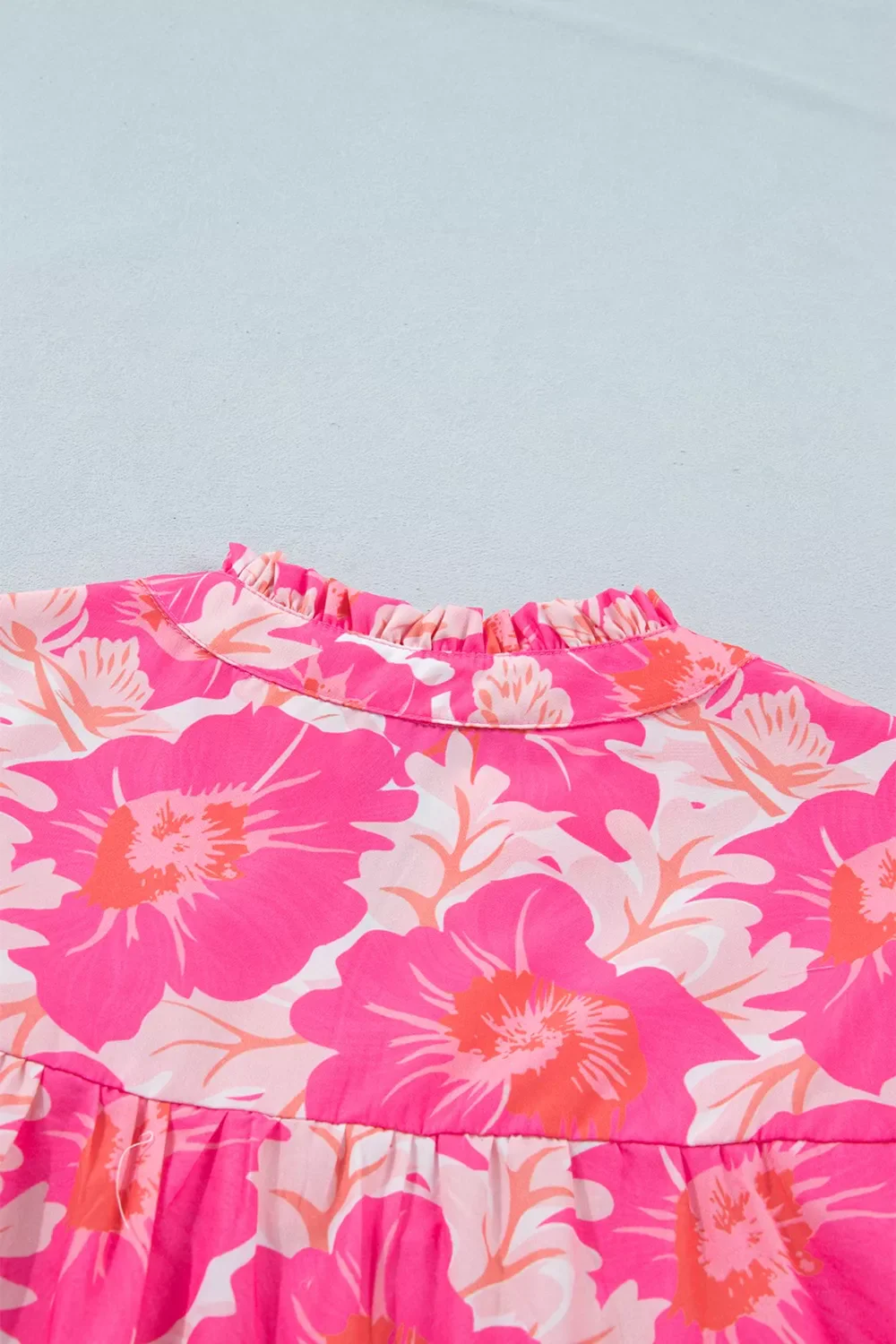 Short Bubble Sleeve Summer Floral Blouse - Image 5