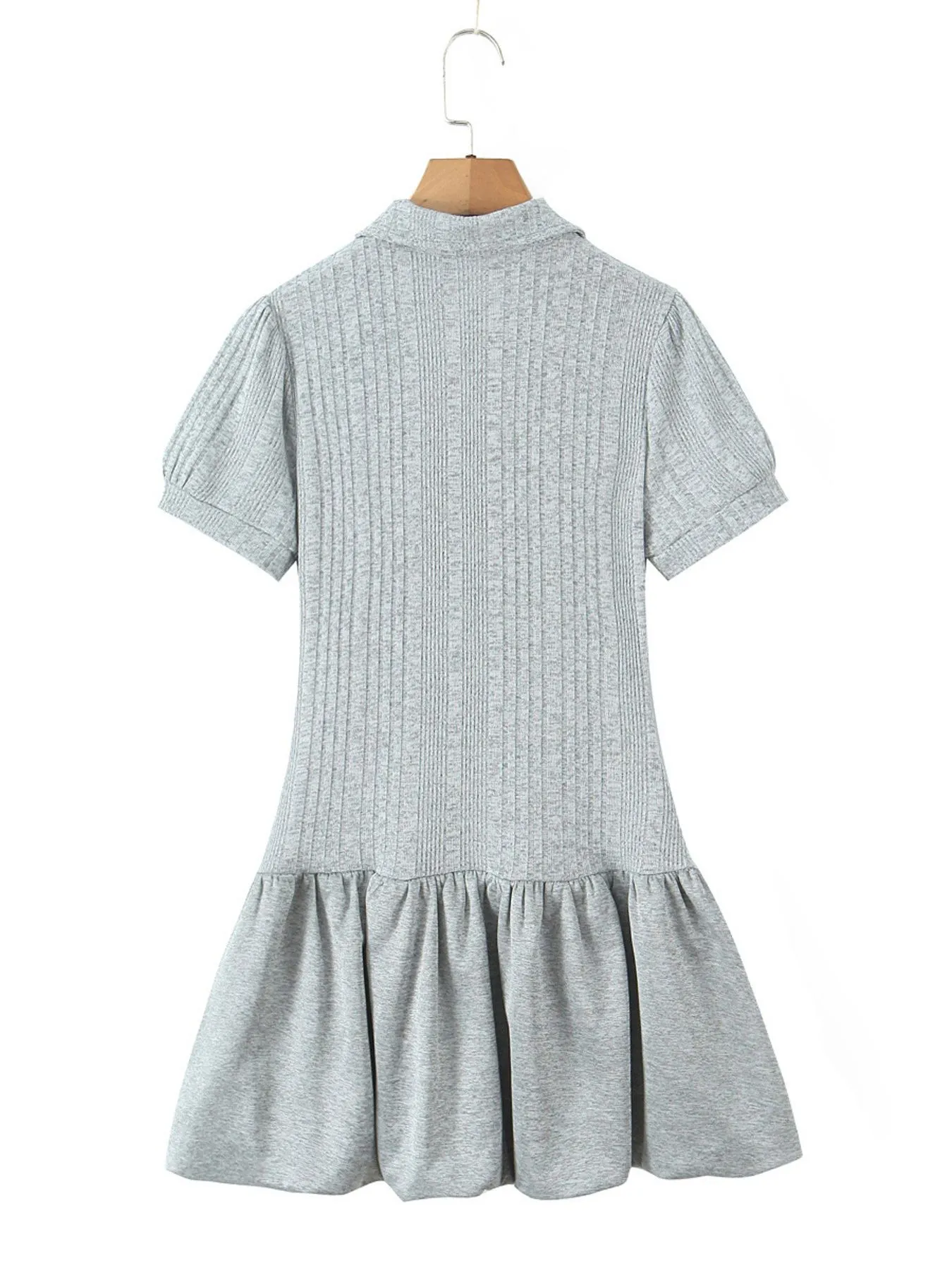 Short Sleeve Bubble Hem Mini Dress - Image 6