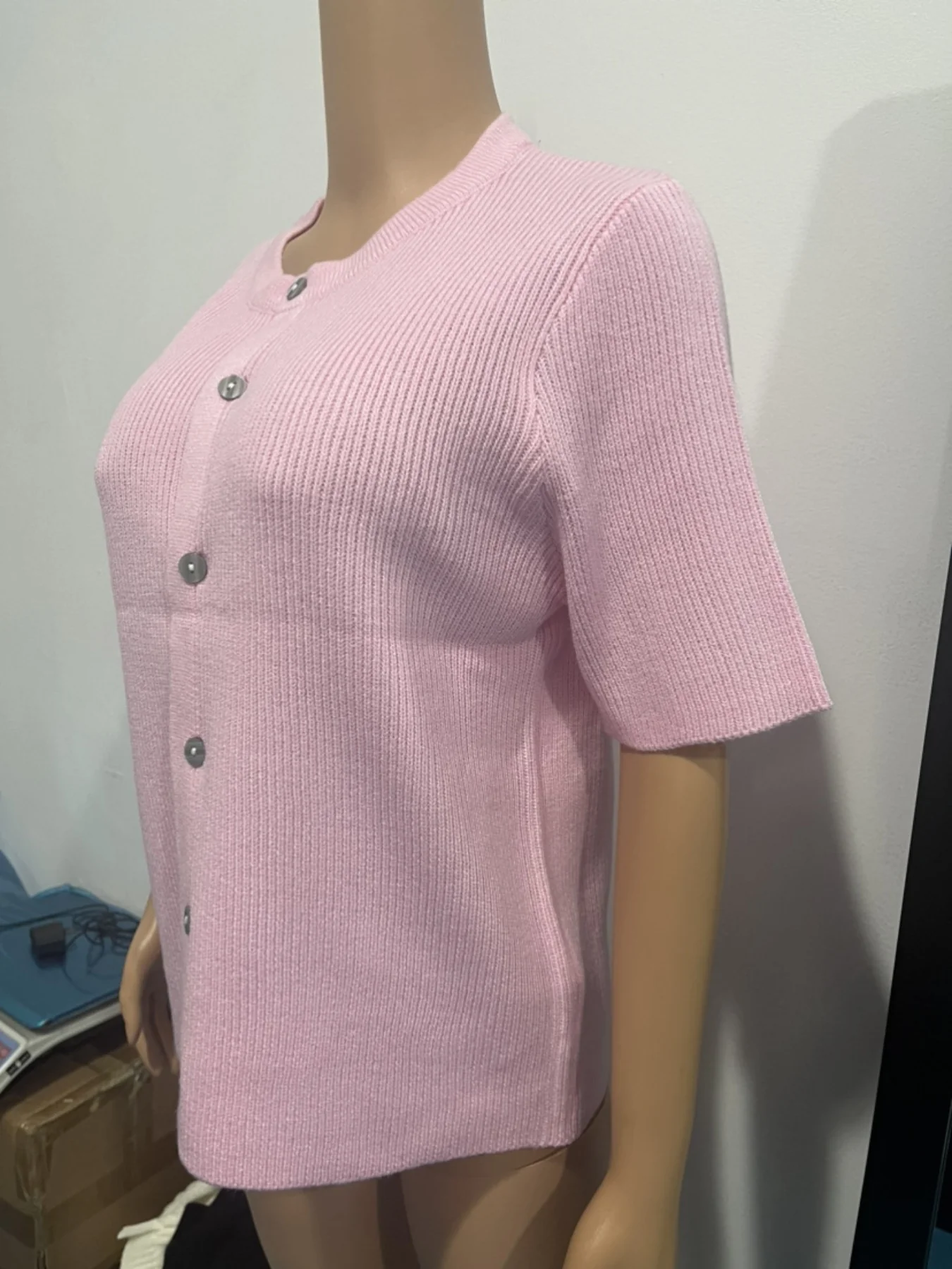Short Sleeve Button-Down Cardigan - Image 4
