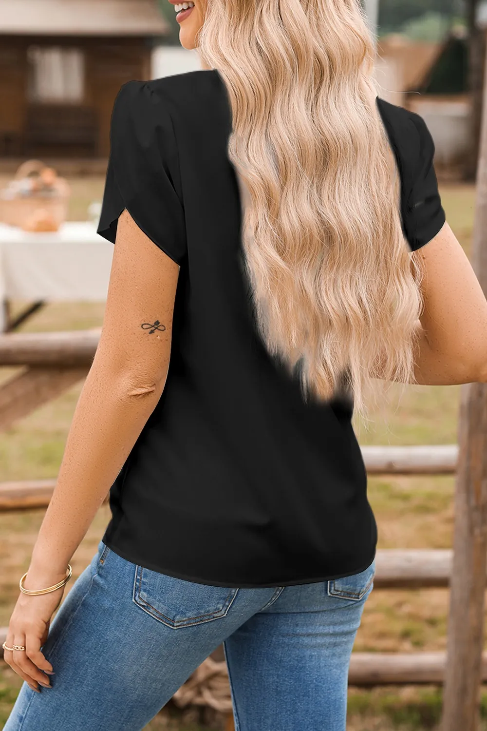 Short Sleeve Notched Blouse - Image 15