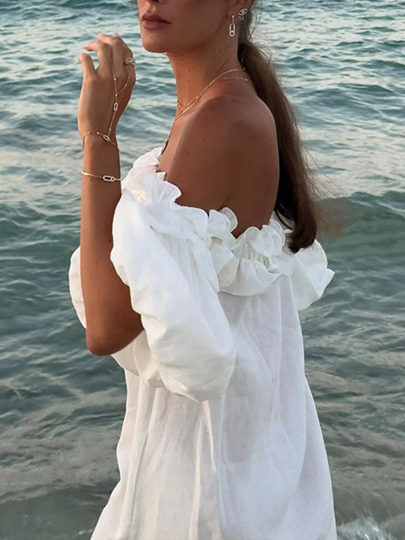 Side Slit Off-Shoulder Dress - Image 5