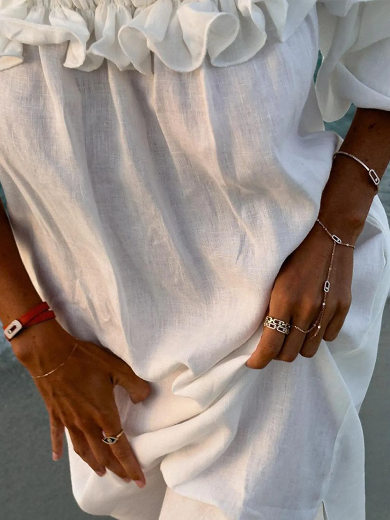 Side Slit Off-Shoulder Dress - Image 7