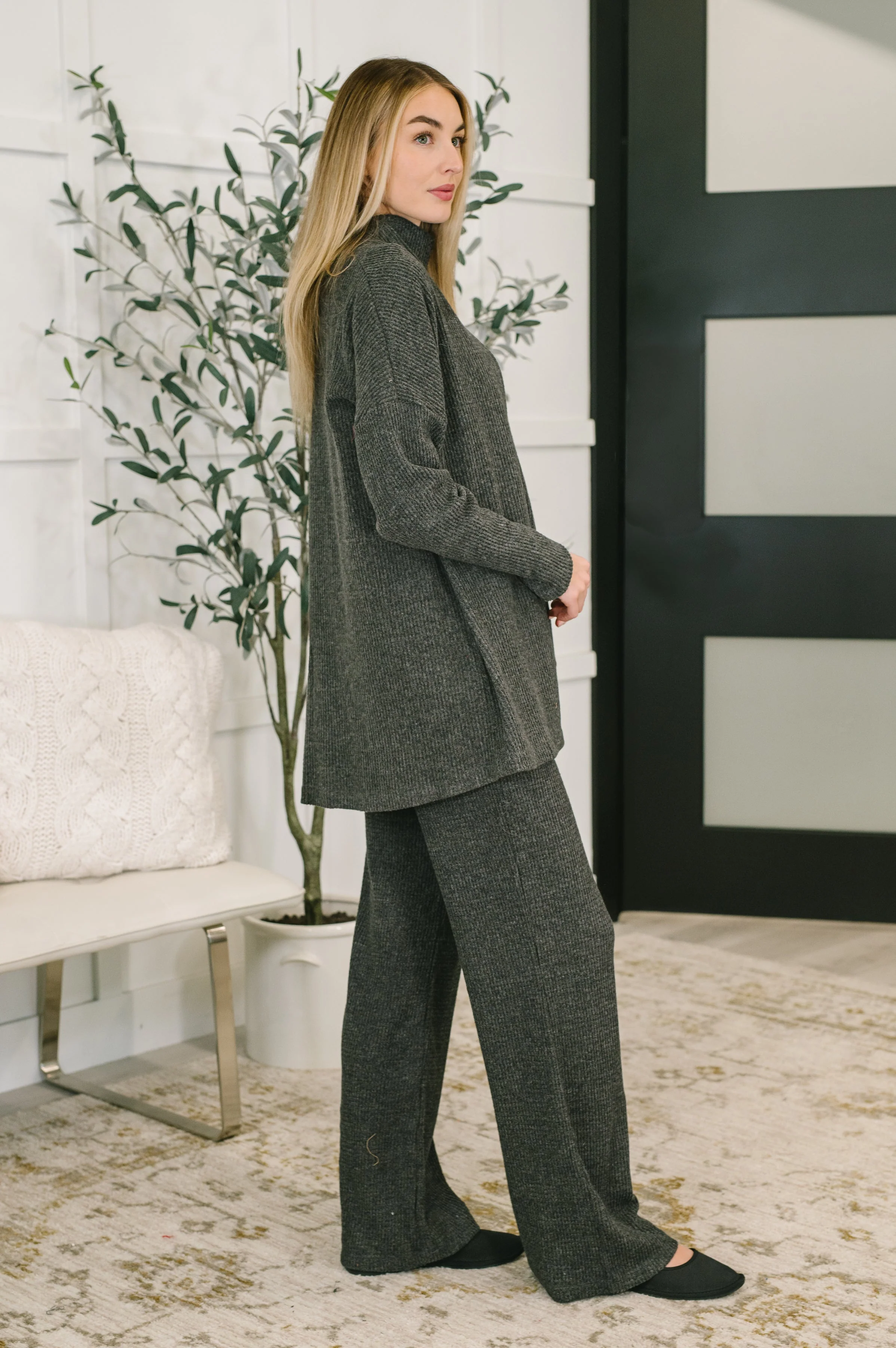 Signature Open Front Cardigan Set in Black - Image 3