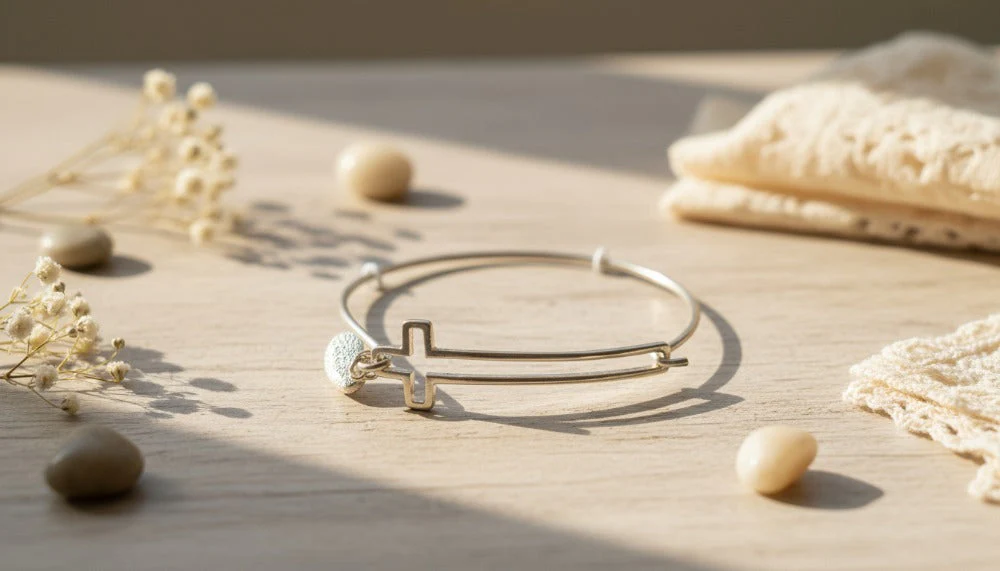 Silver Bracelet with Cross Charm