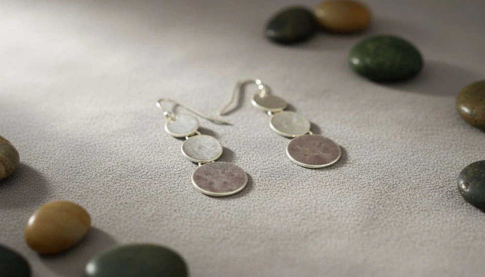 Silver Coin Drop Earrings
