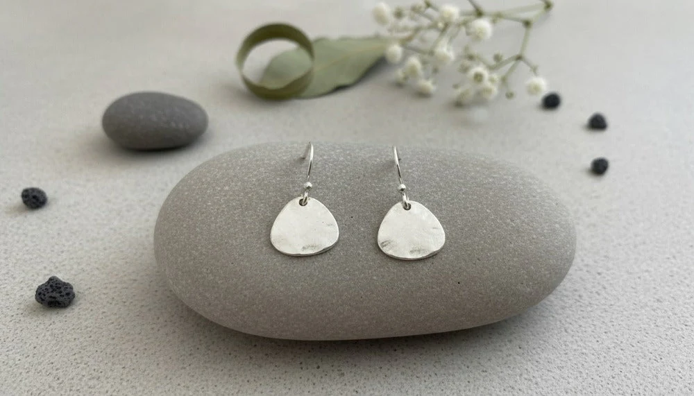 Silver Hammered Tear Drop Earrings