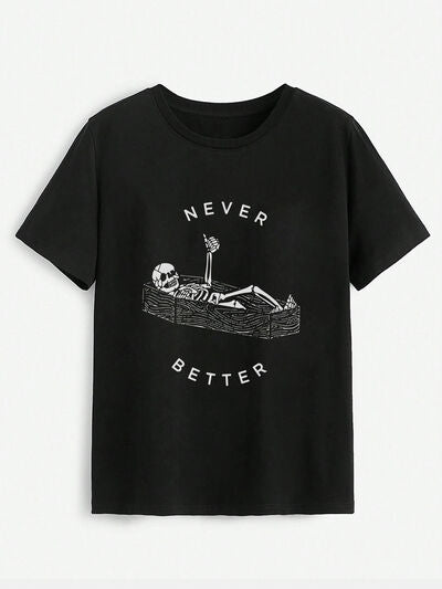 Skull Round Neck Short Sleeve T-Shirt - Image 3