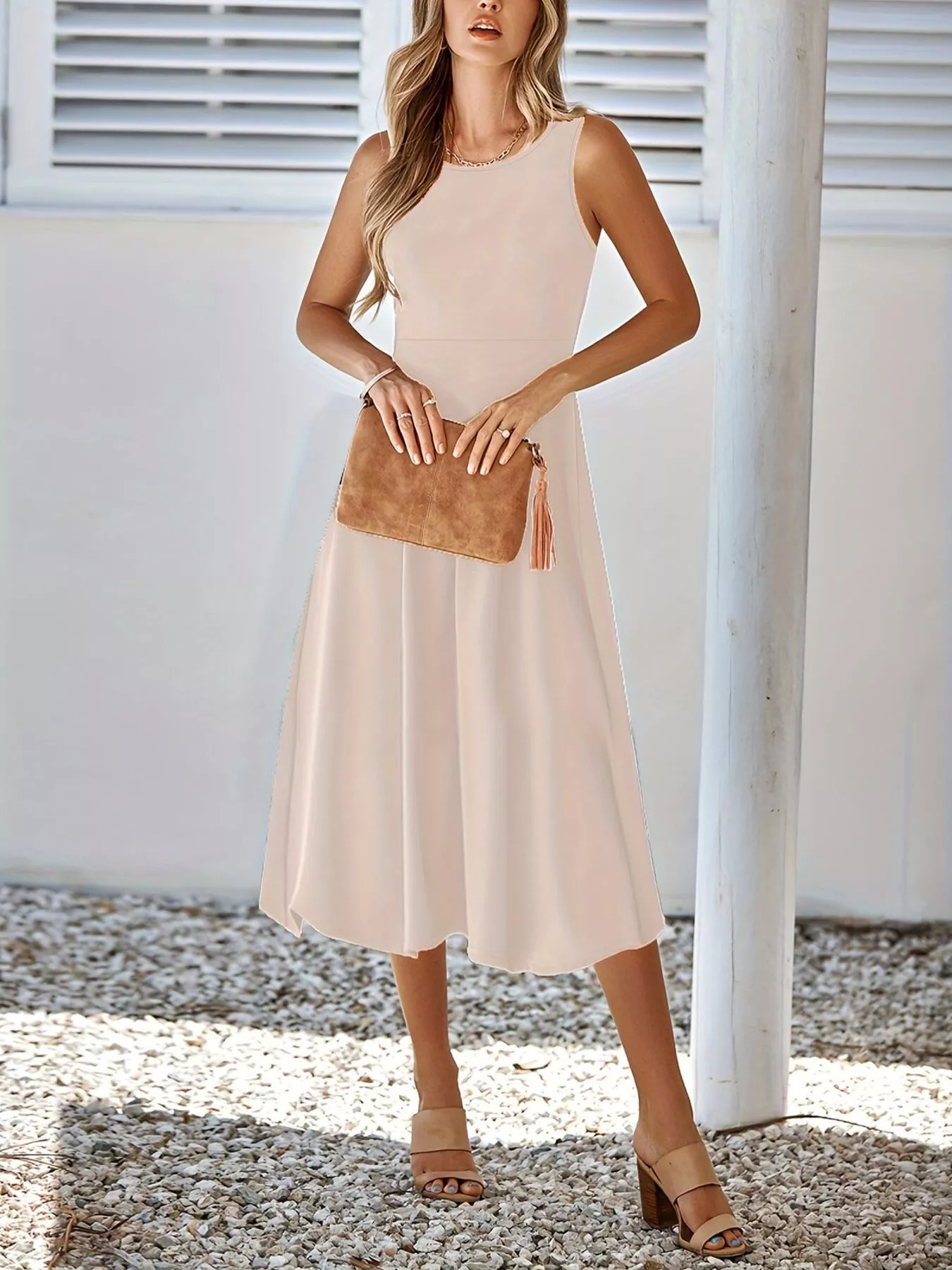 Sleeveless A-Line Midi Dress - Image 19