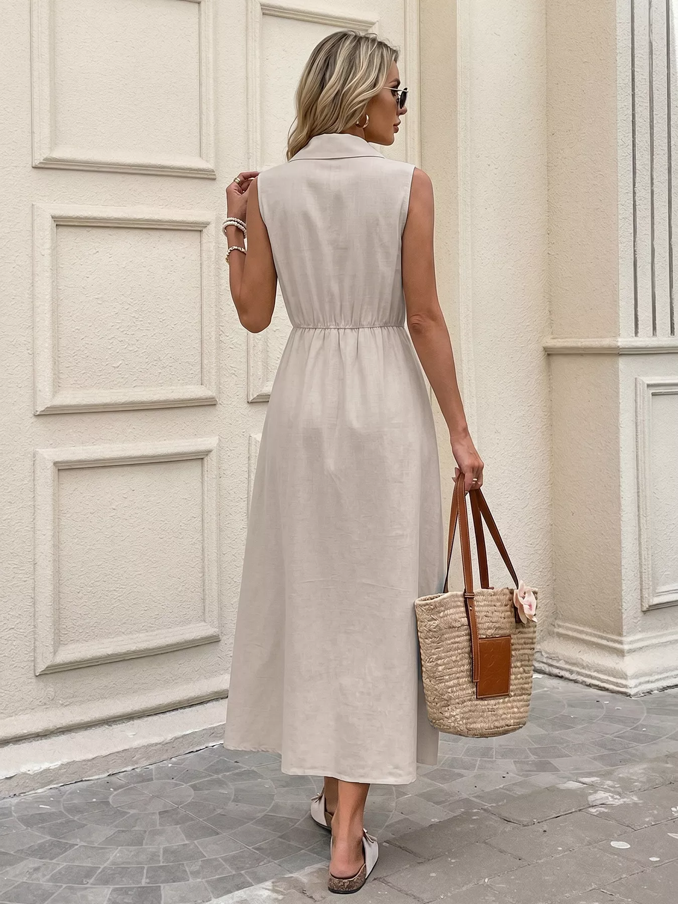 Sleeveless Button-Down Midi Dress - Image 6