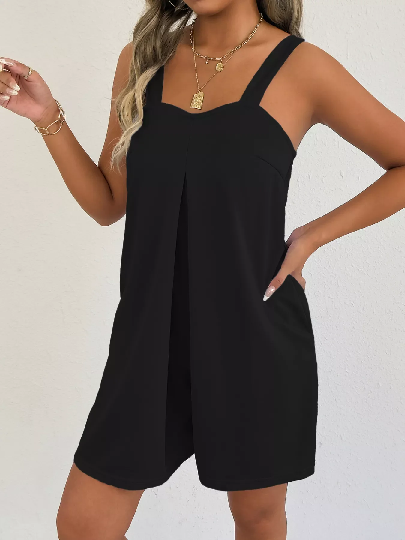 Sleeveless Casual Romper with Side Pockets - Image 4