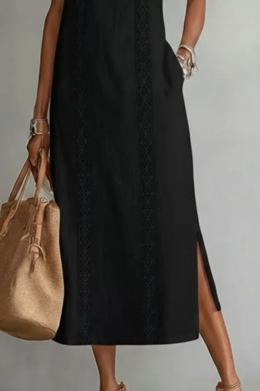 Sleeveless Side Slit Dress with Pockets - Image 12
