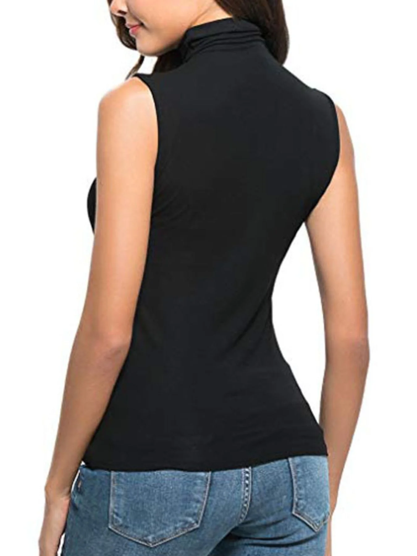 Sleeveless Turtleneck Slim Fit T-Shirt - Image 2