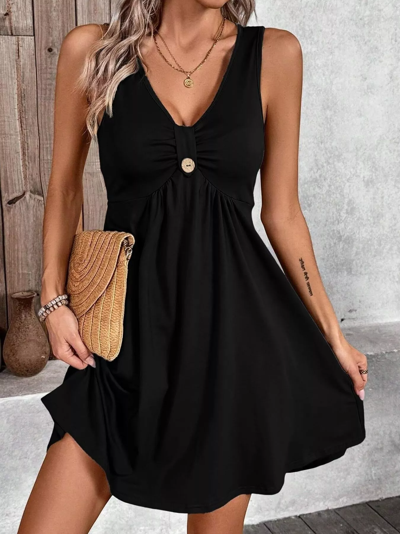 Sleeveless V-Neck A-Line Dress - Image 2