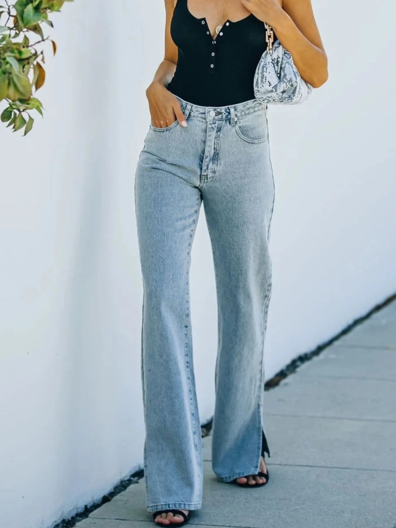 Slit Hem Bootcut Jeans - Image 4