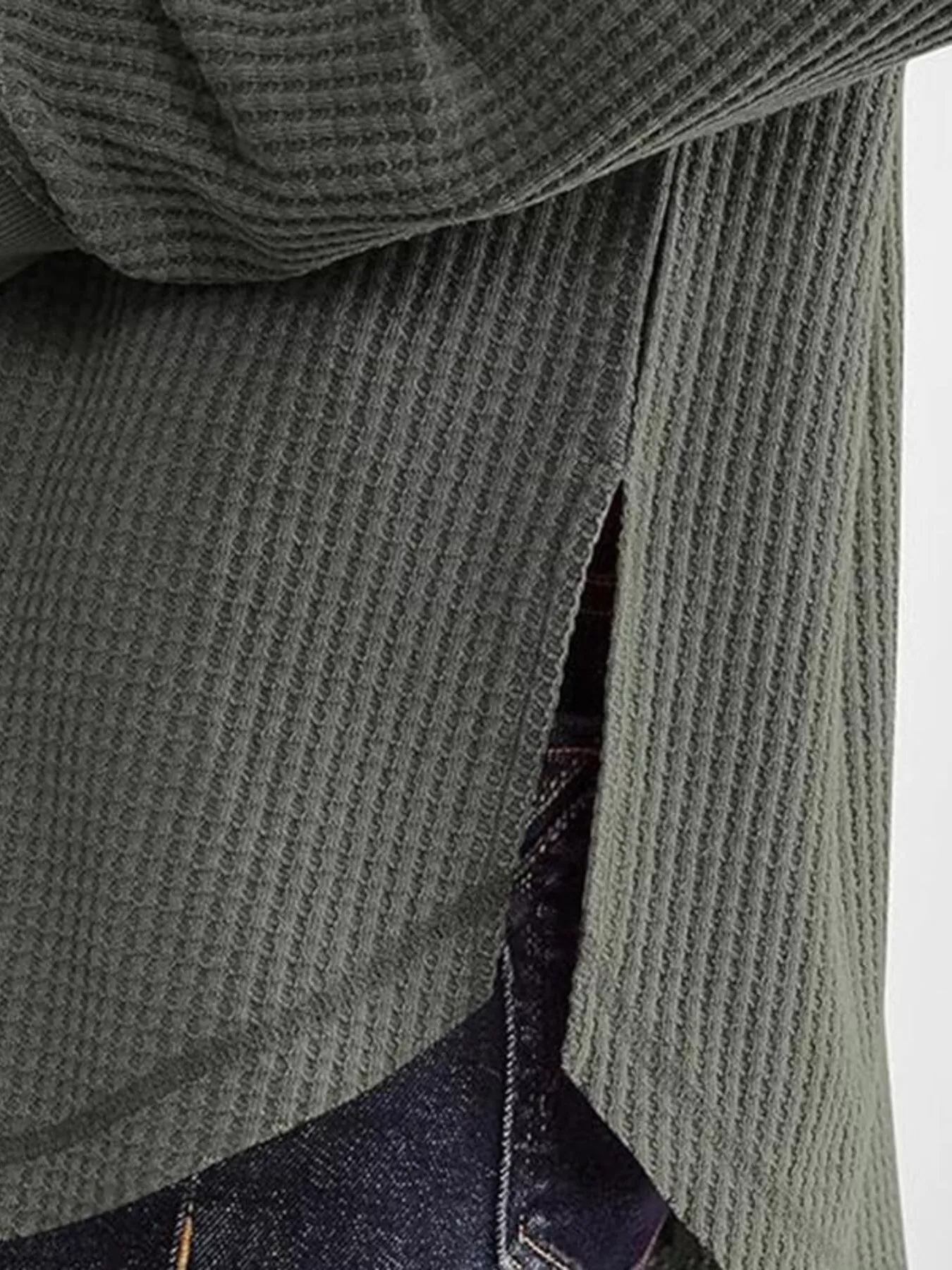 Slit Notched Long Sleeve T-Shirt - Image 4