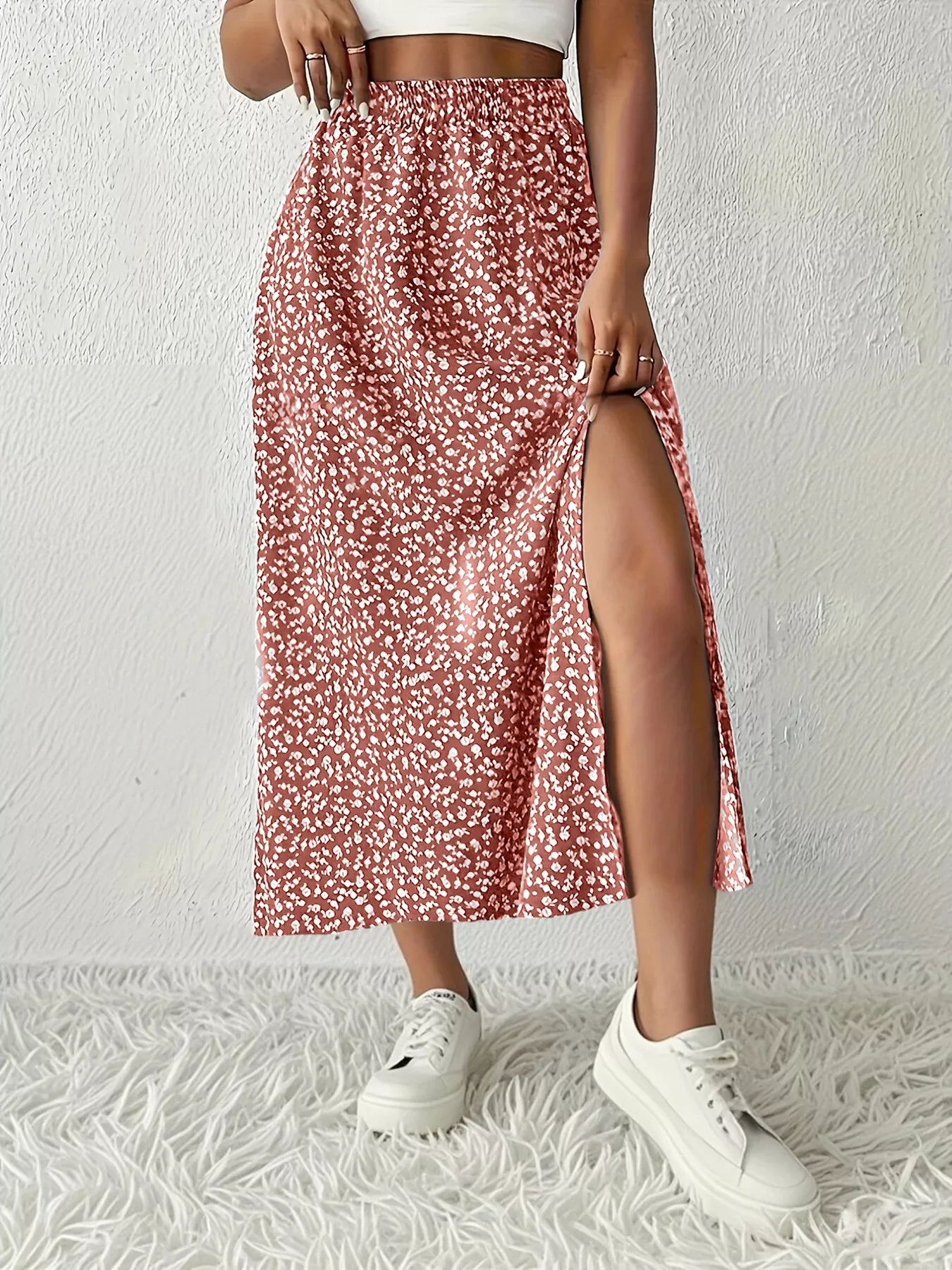 Slit Printed Skirt - Image 16
