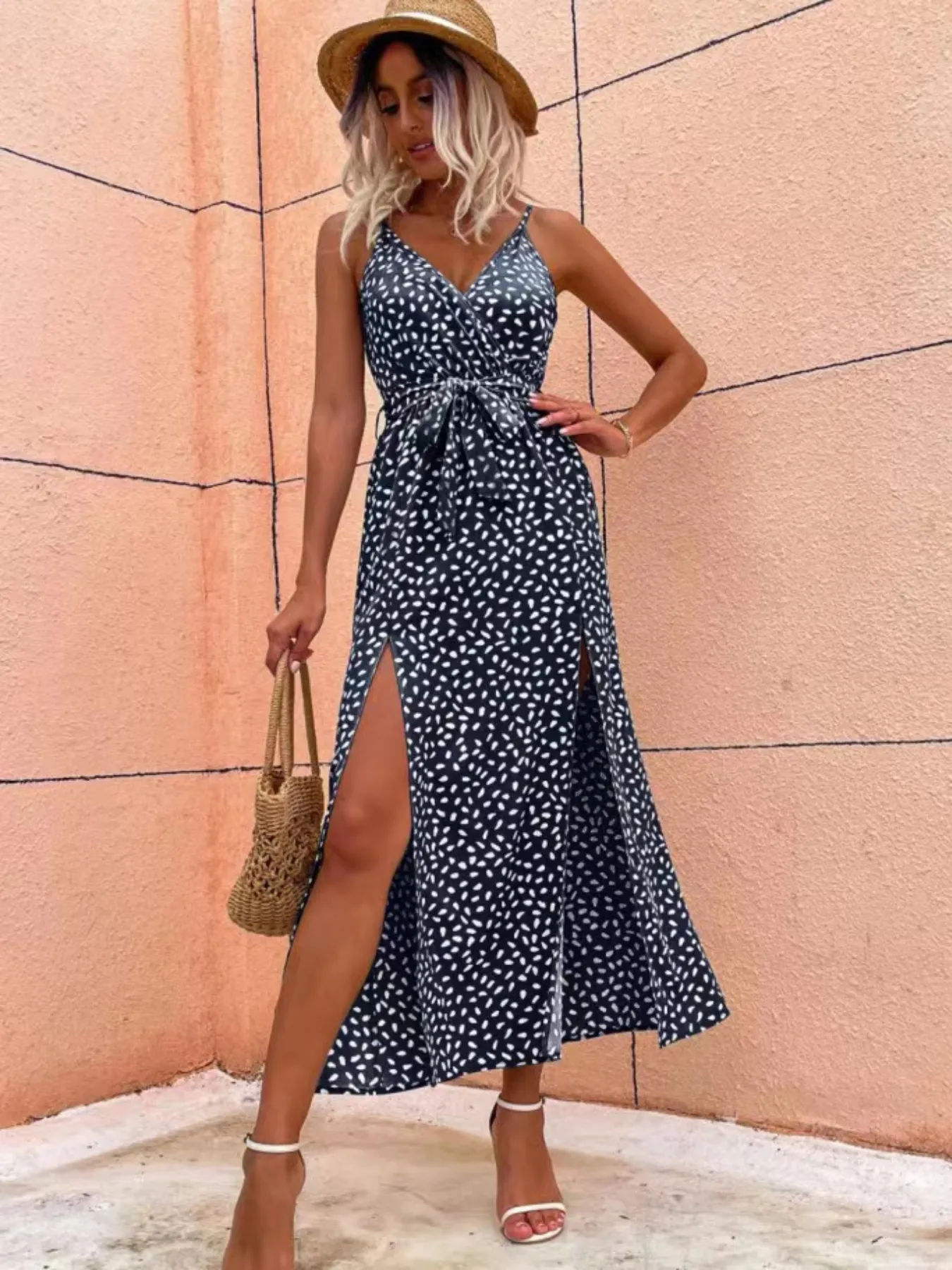 Slit Printed Surplice Midi Dress - Image 17