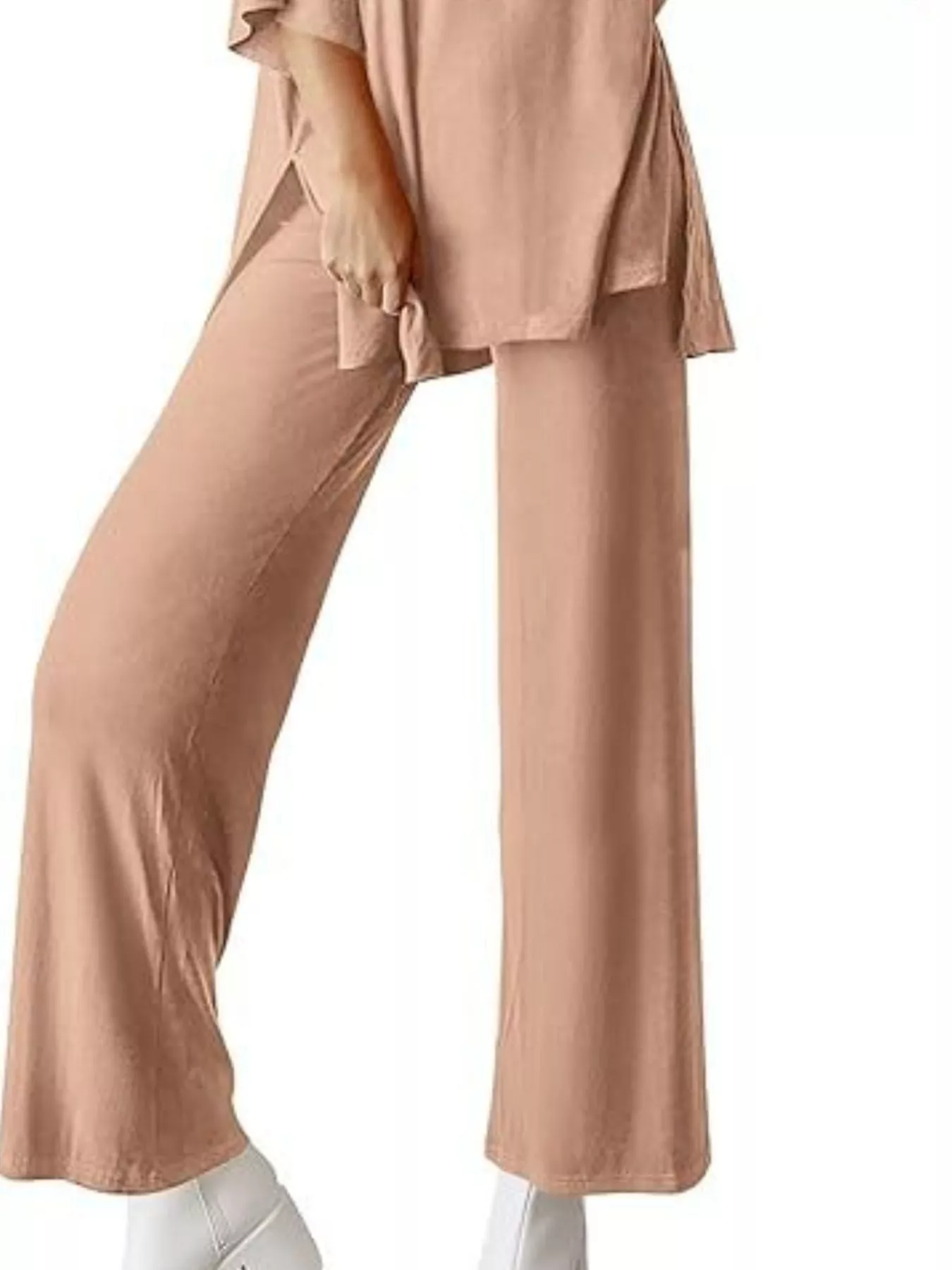 Slit Round Neck Top and Pants Set - Image 31