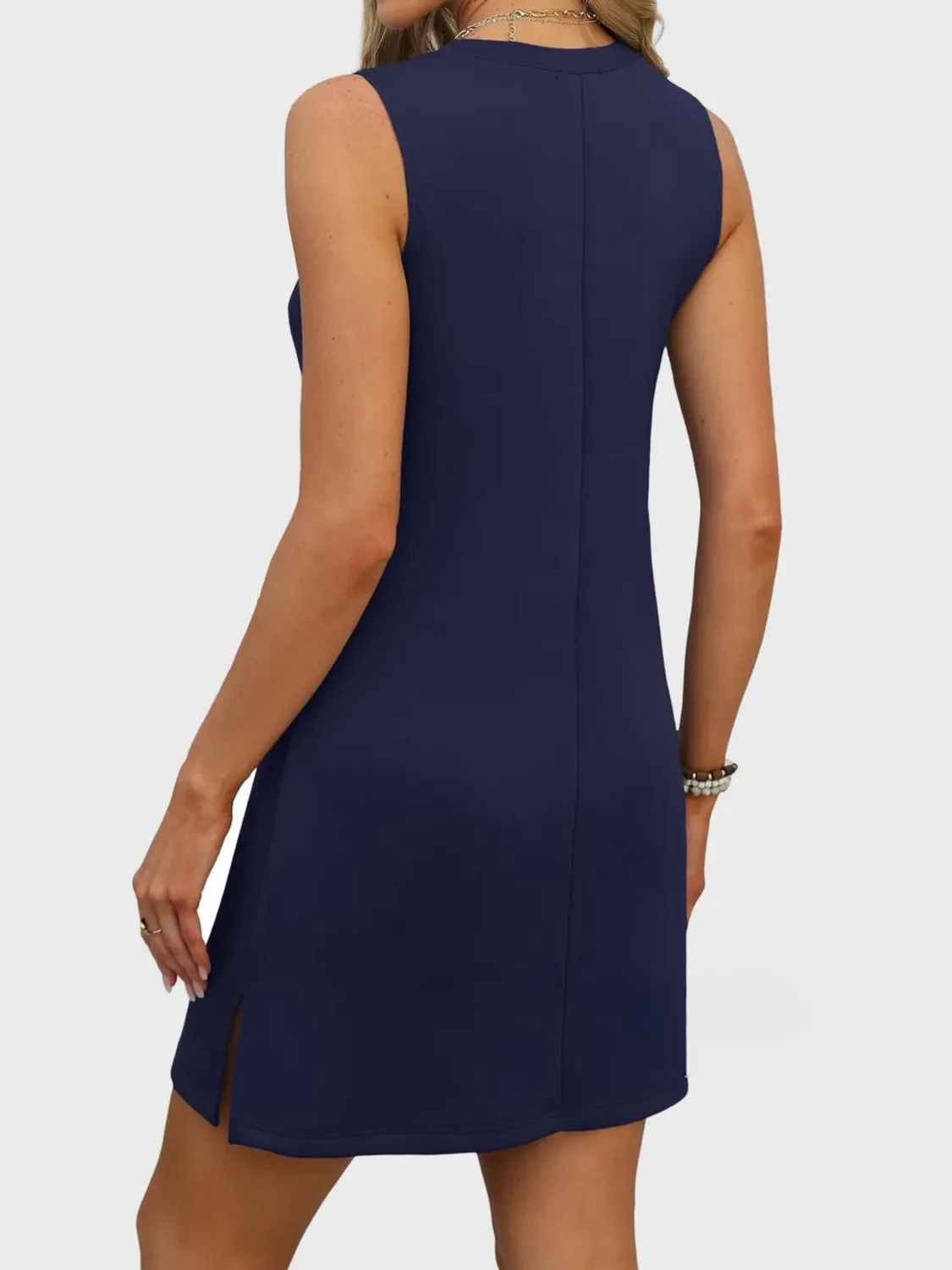 Slit V-Neck Sleeveless Mini Dress - Image 20