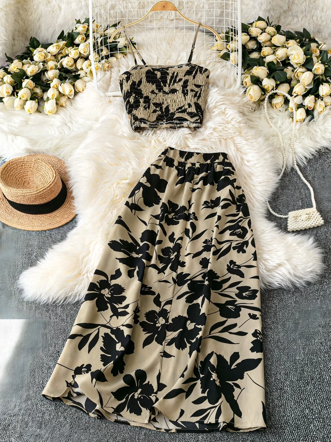 Smocked Printed Cami and Skirt Set - Image 2