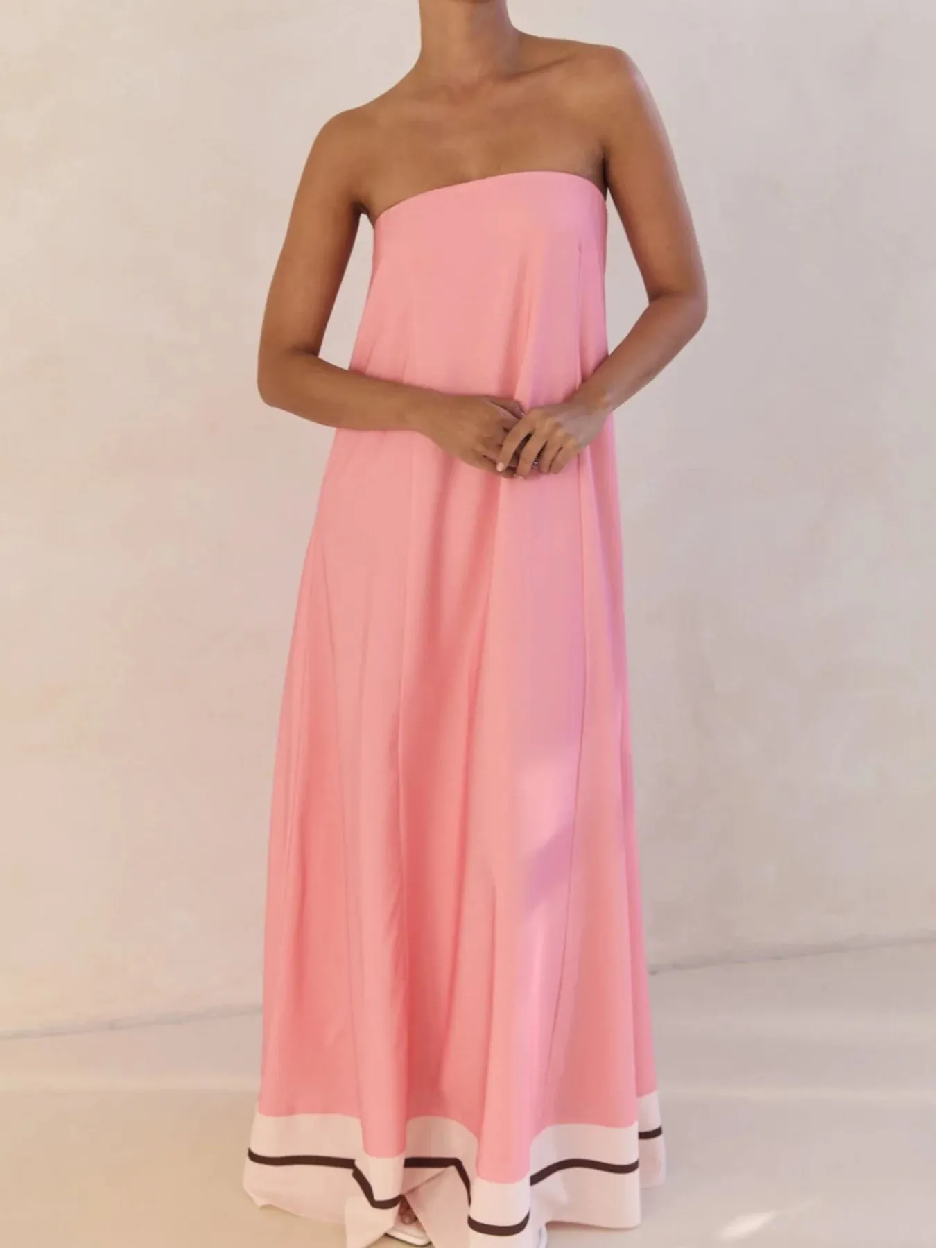 Smocked Printed Tube Maxi Dress - Image 29
