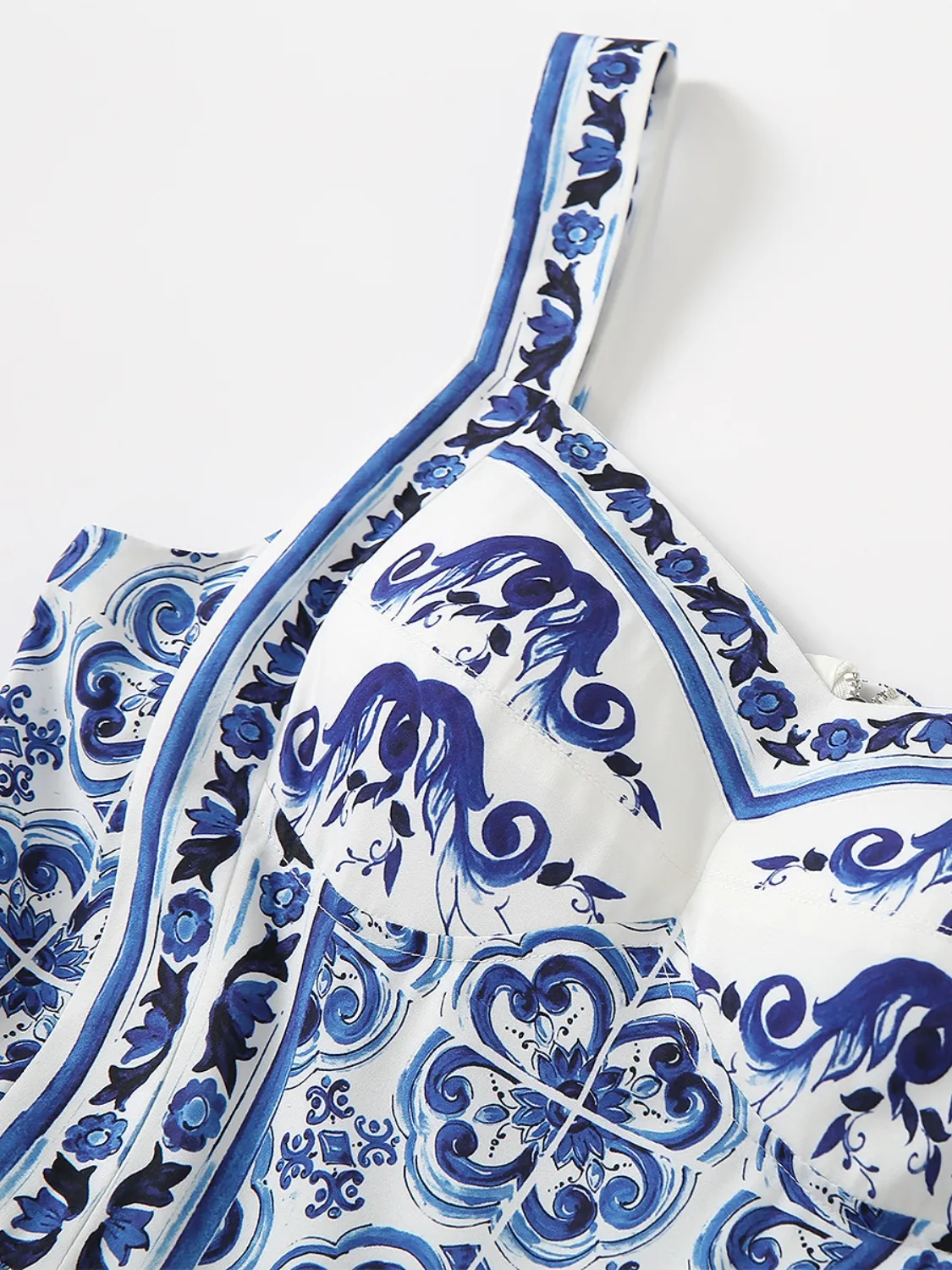 Smocked Printed Wide Strap Dress - Image 8
