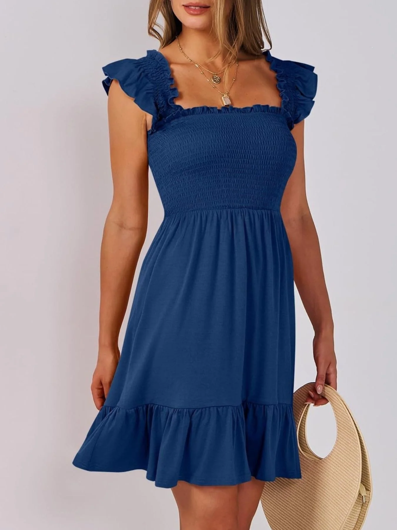 Smocked Ruffle Hem Mini Dress - Image 10
