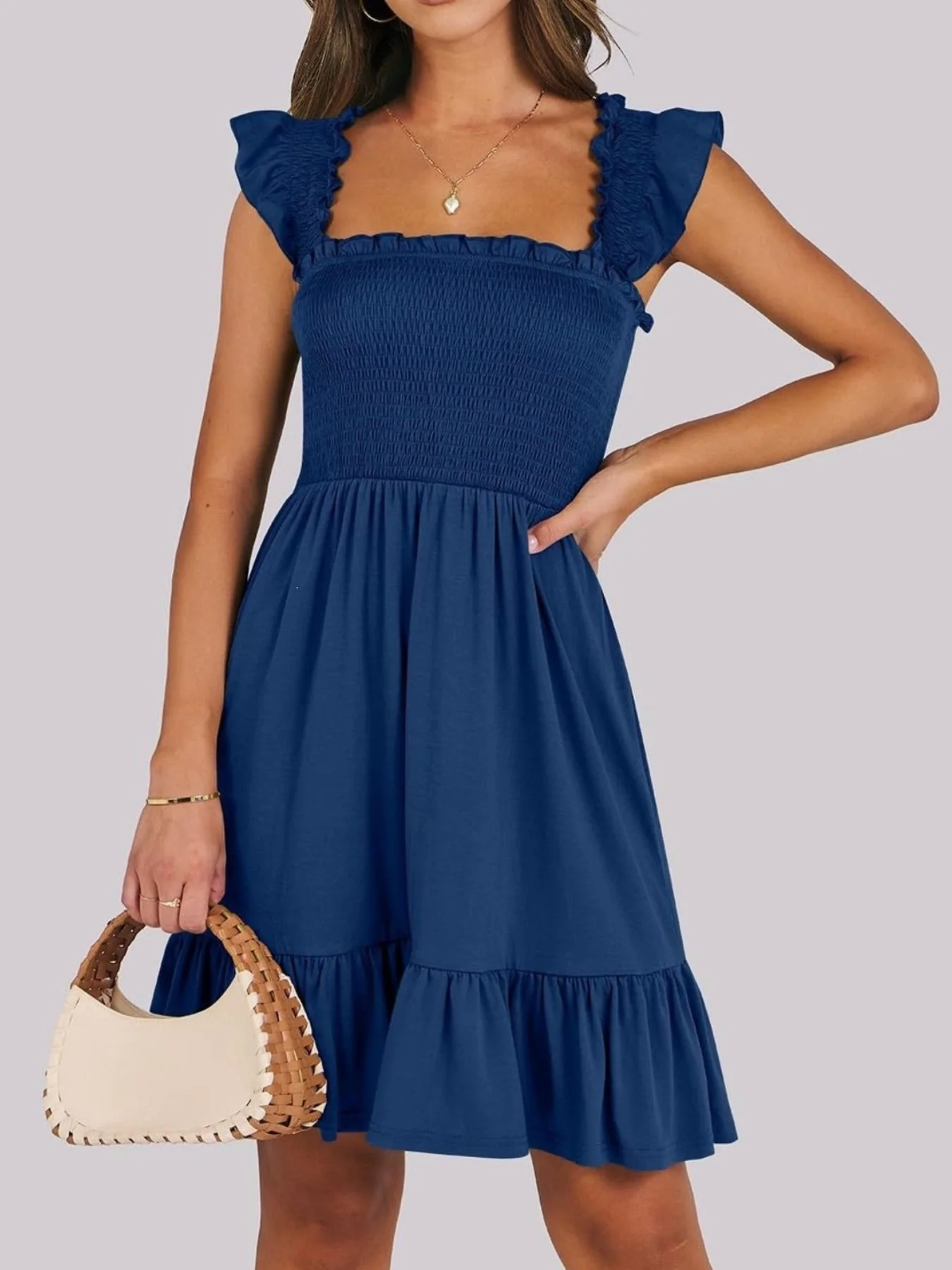 Smocked Ruffle Hem Mini Dress - Image 13