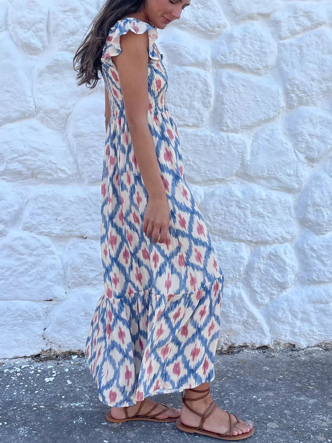 Smocked Ruffle Sleeve Maxi Dress - Image 2
