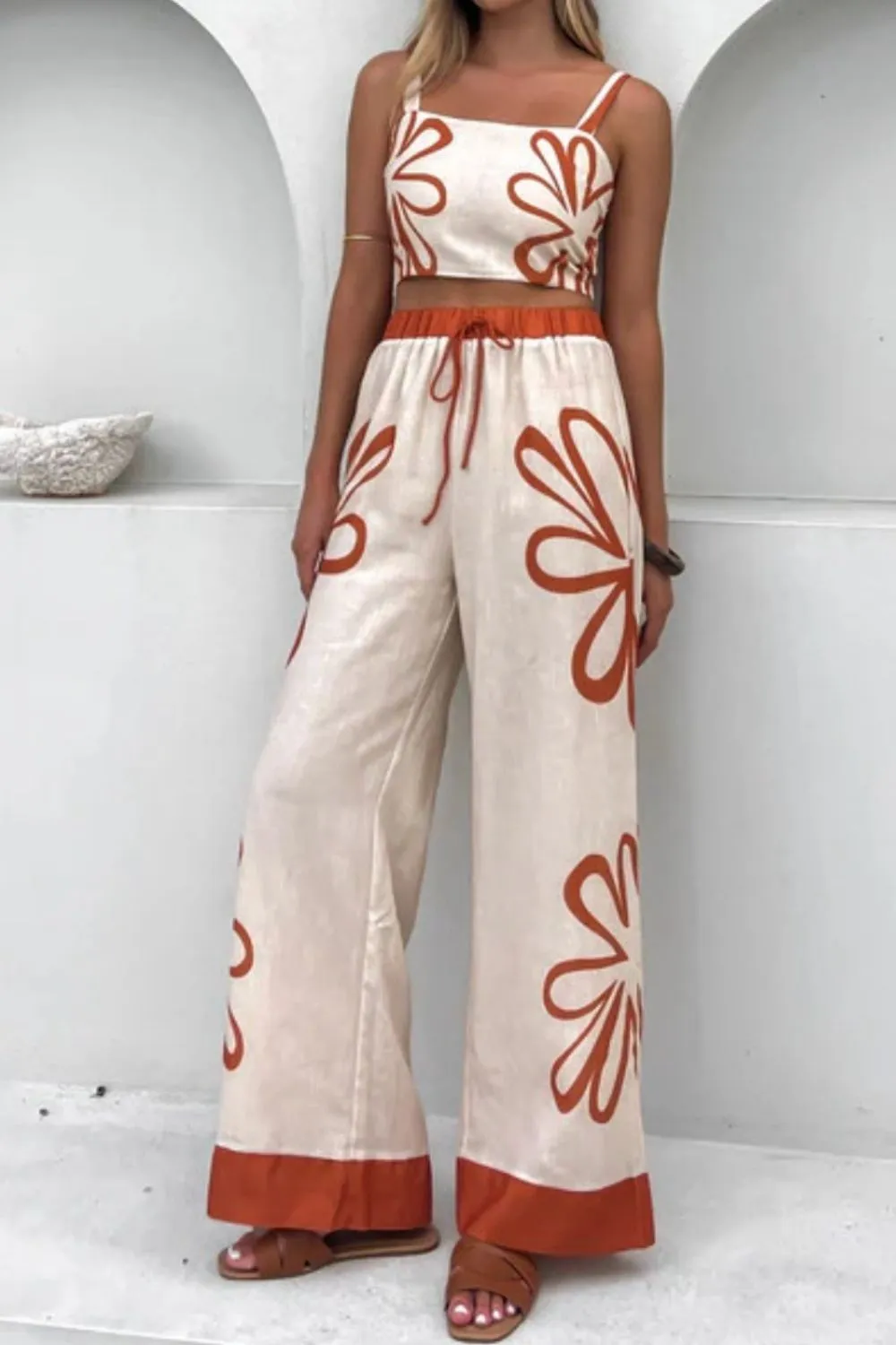 Smocked Square Neck Cami and Pants Set - Image 5