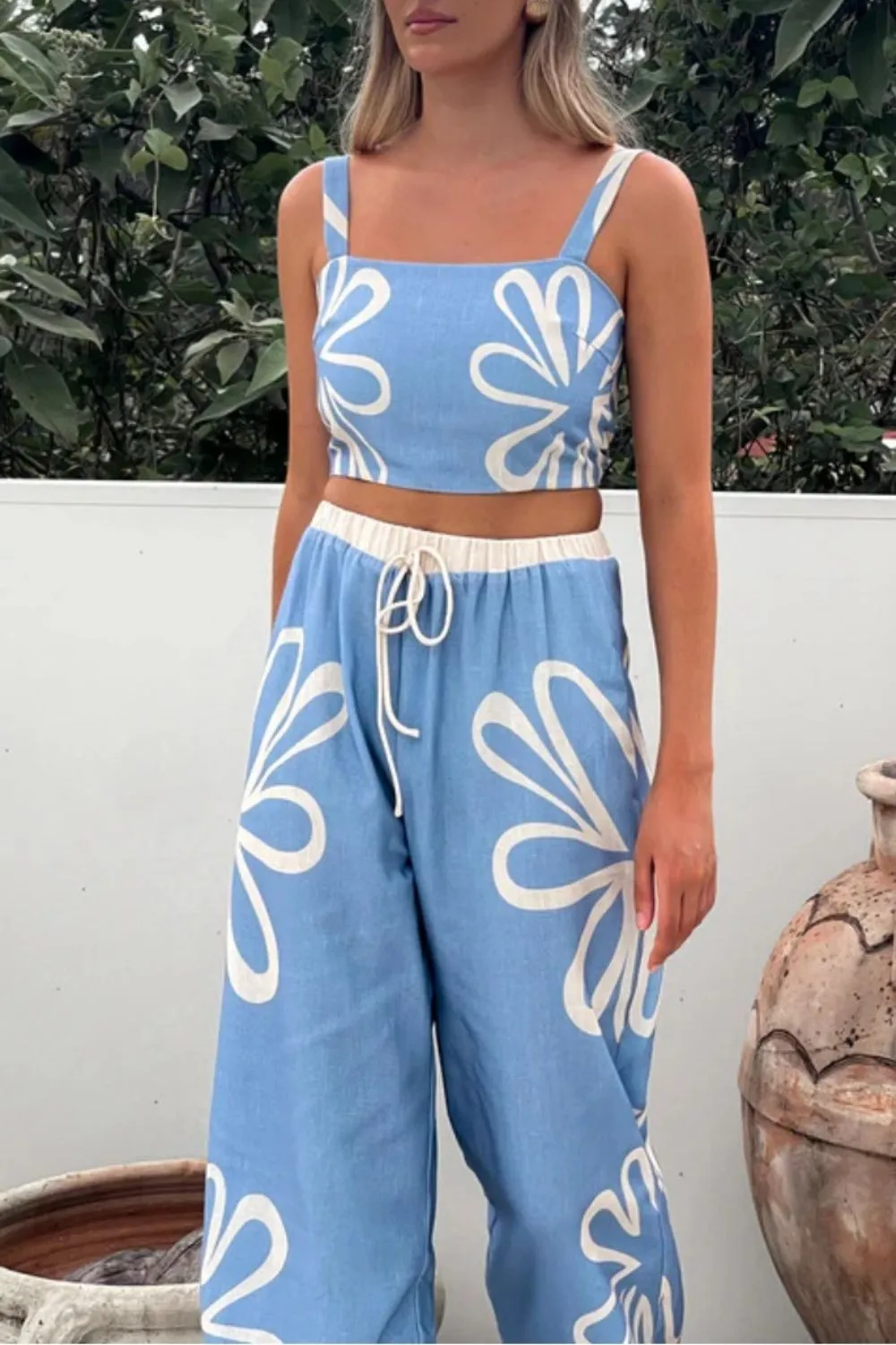 Smocked Square Neck Cami and Pants Set - Image 9