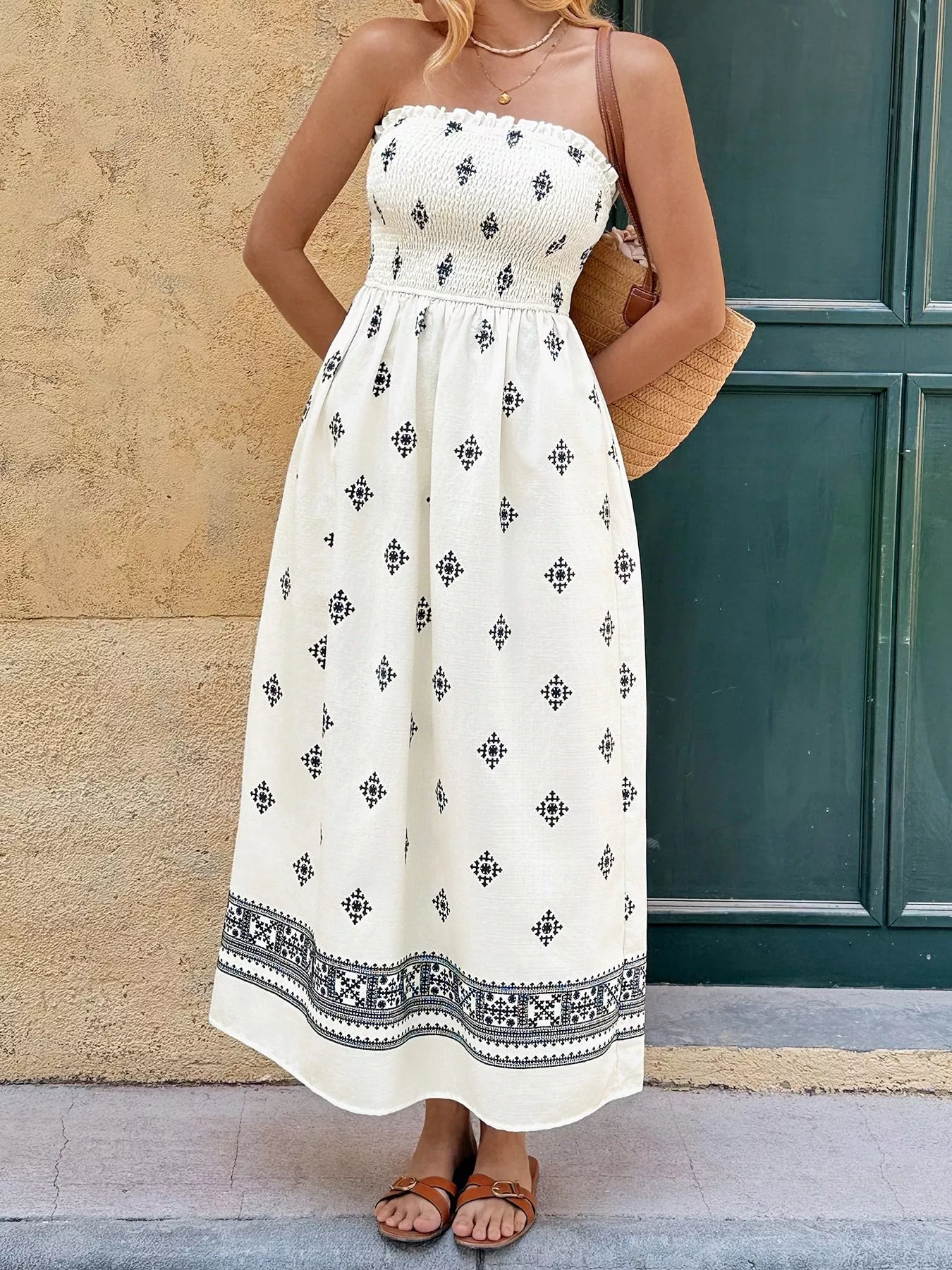 Smocked Tube Midi Dress - Image 2