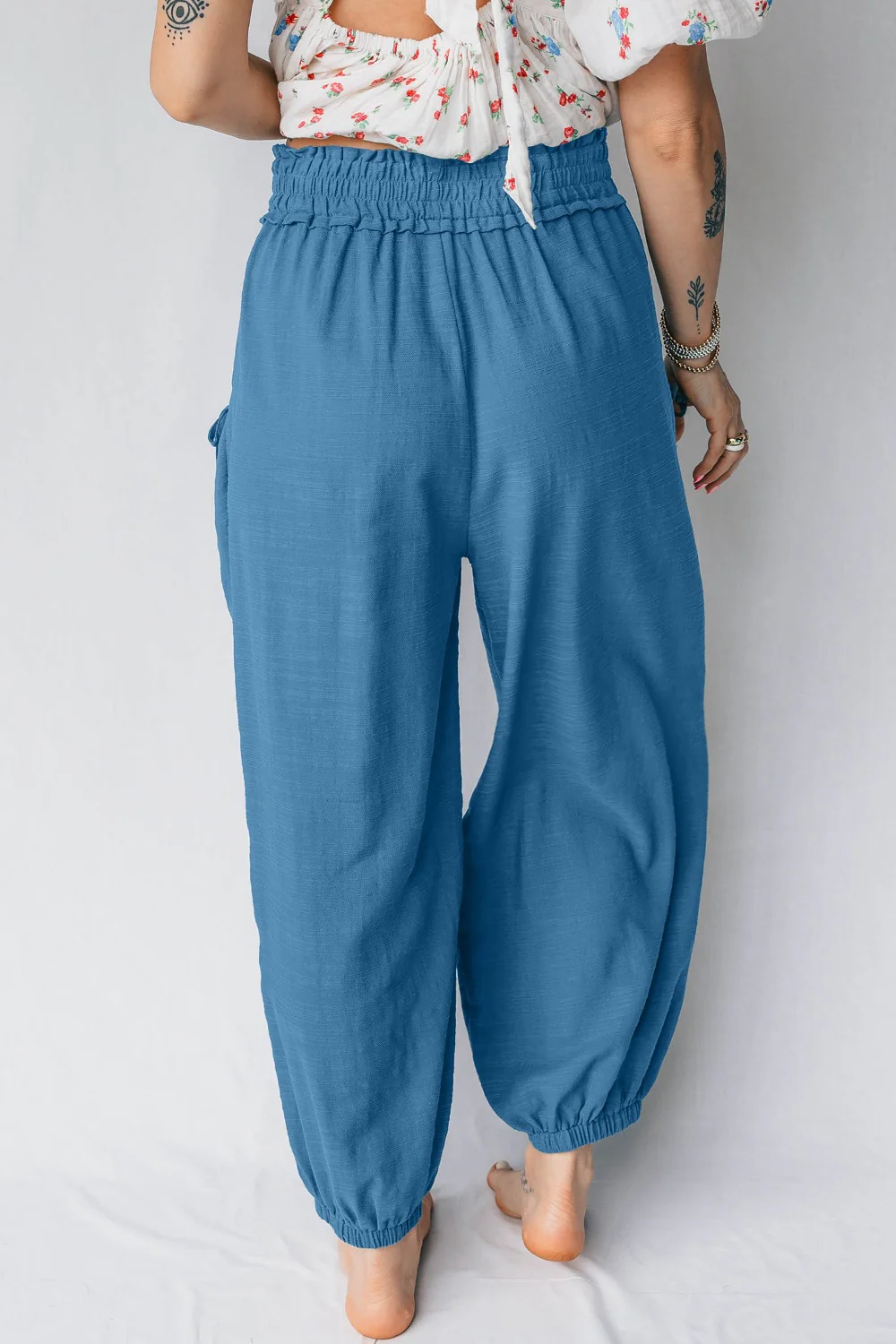 Smocked Waist Casual Jogger Style Pants - Image 2