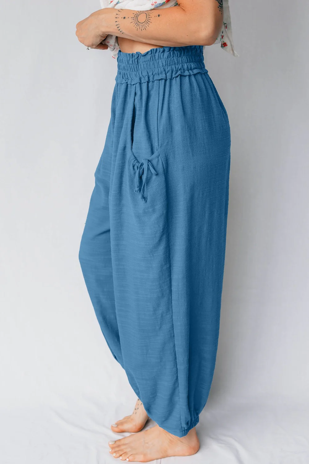 Smocked Waist Casual Jogger Style Pants - Image 3