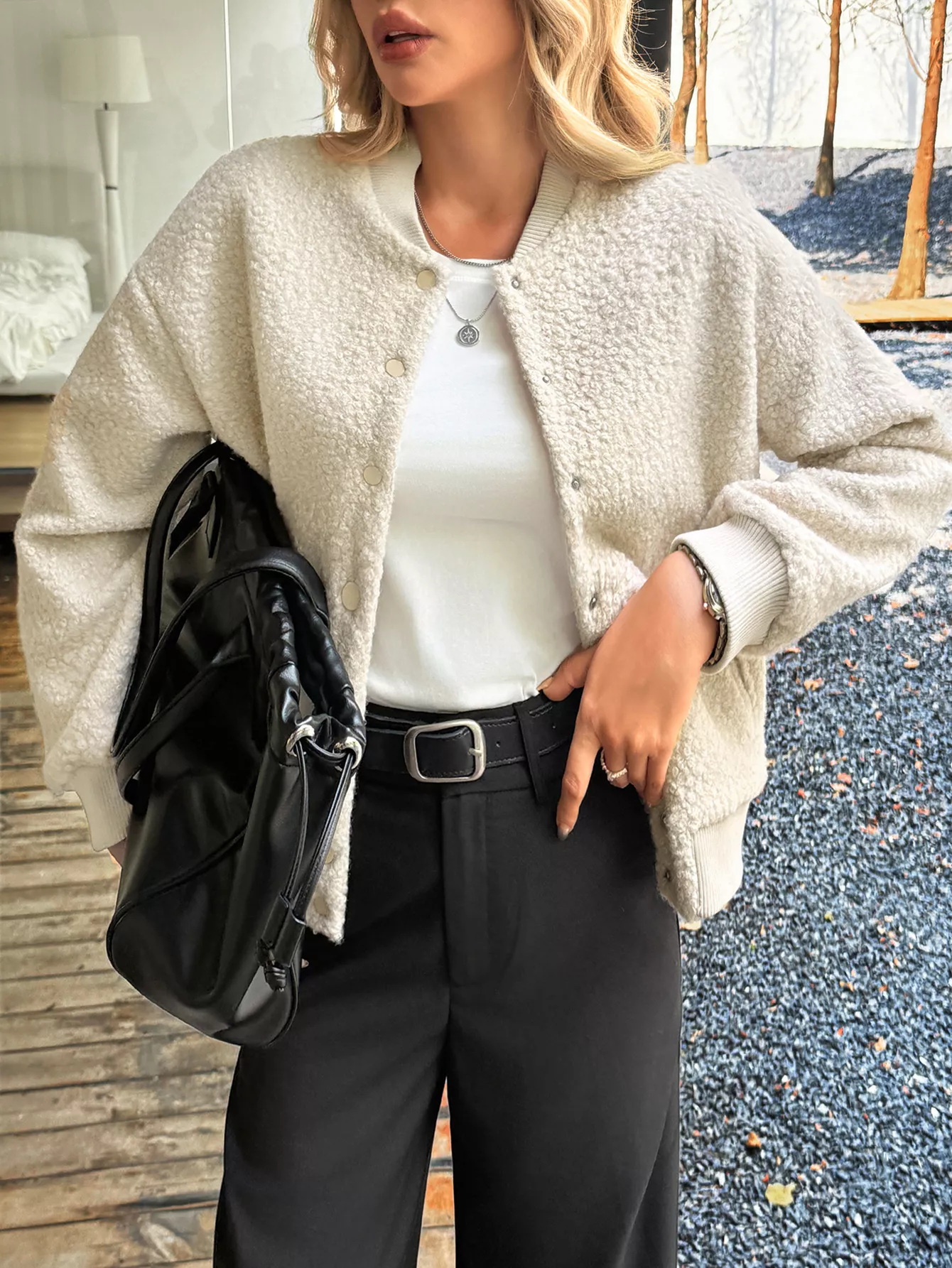 Snap Down Dropped Shoulder Jacket - Image 2