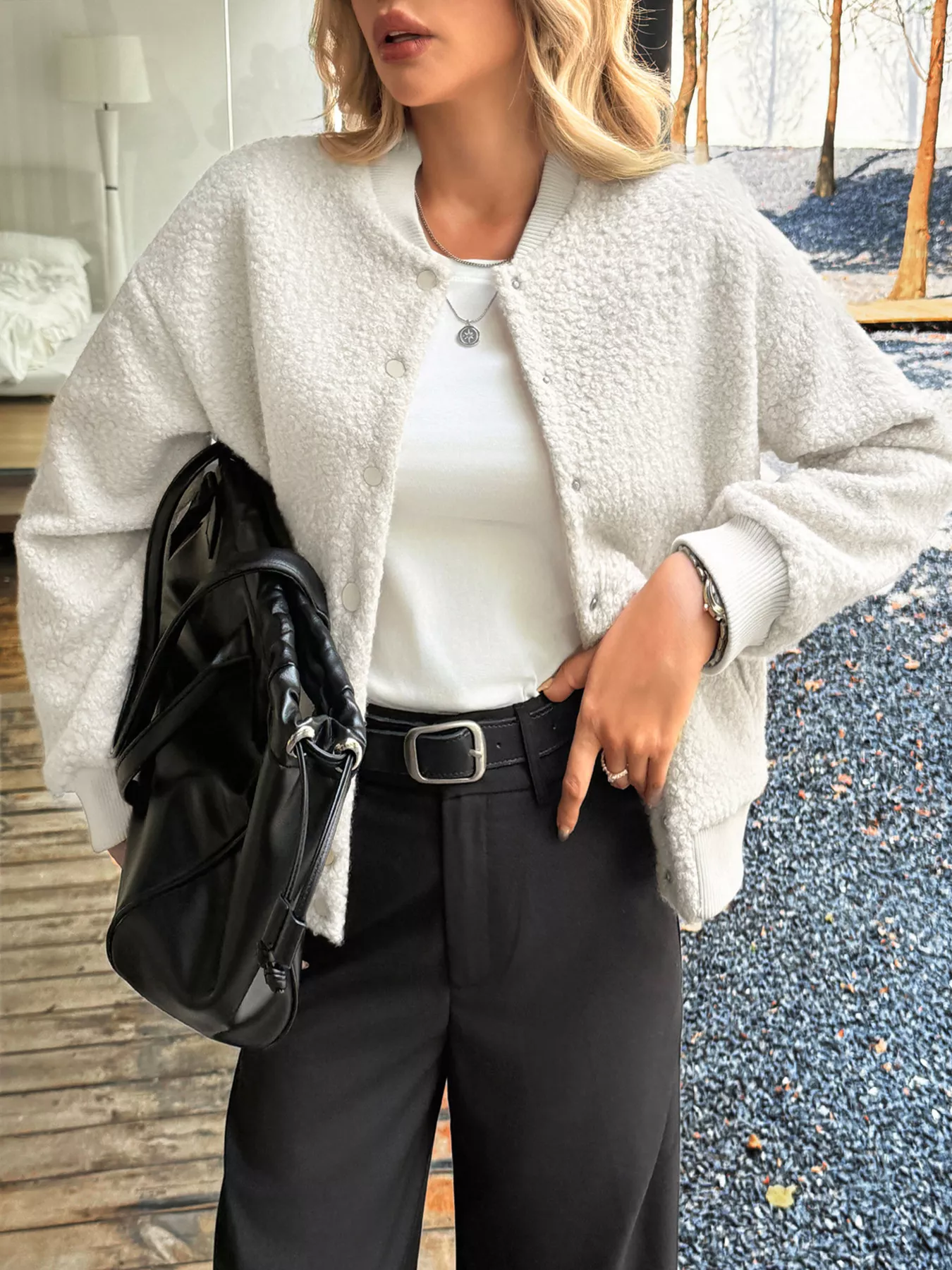 Snap Down Dropped Shoulder Jacket - Image 7