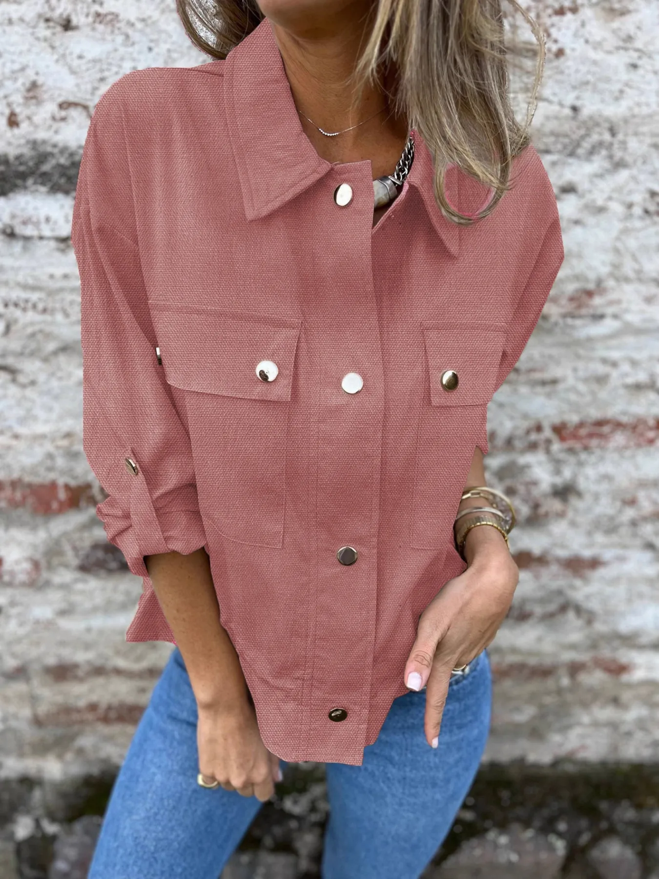 Snap-Down Utility Shacket with Chest Pockets - Image 5