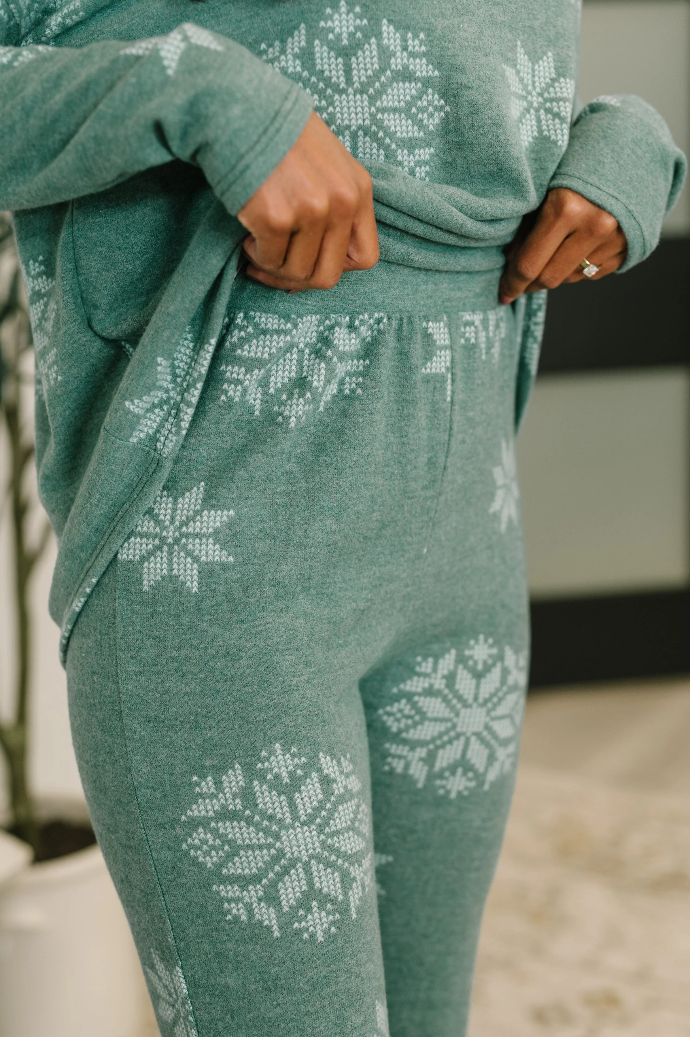 Snowflake Sniffles Pajama Set in Hunter Green - Image 3