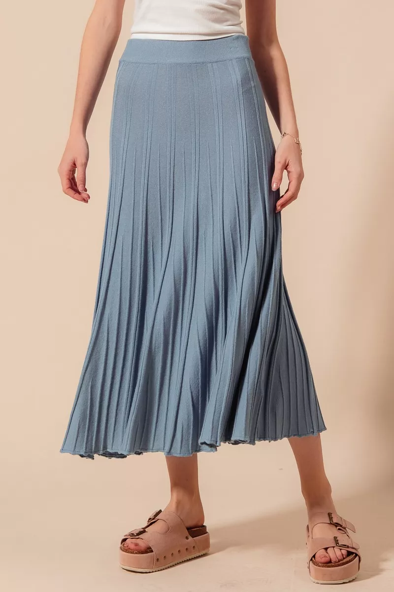 SO ME  A Line Knitted Sweater Midi Length Skirt - Image 4