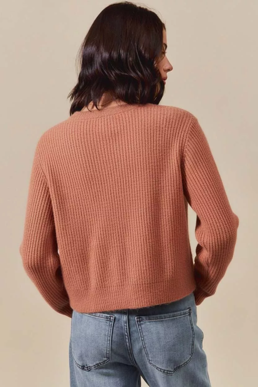 SO ME Checkered Plaid Tape Lace Up Ribbed Sweater - Image 3