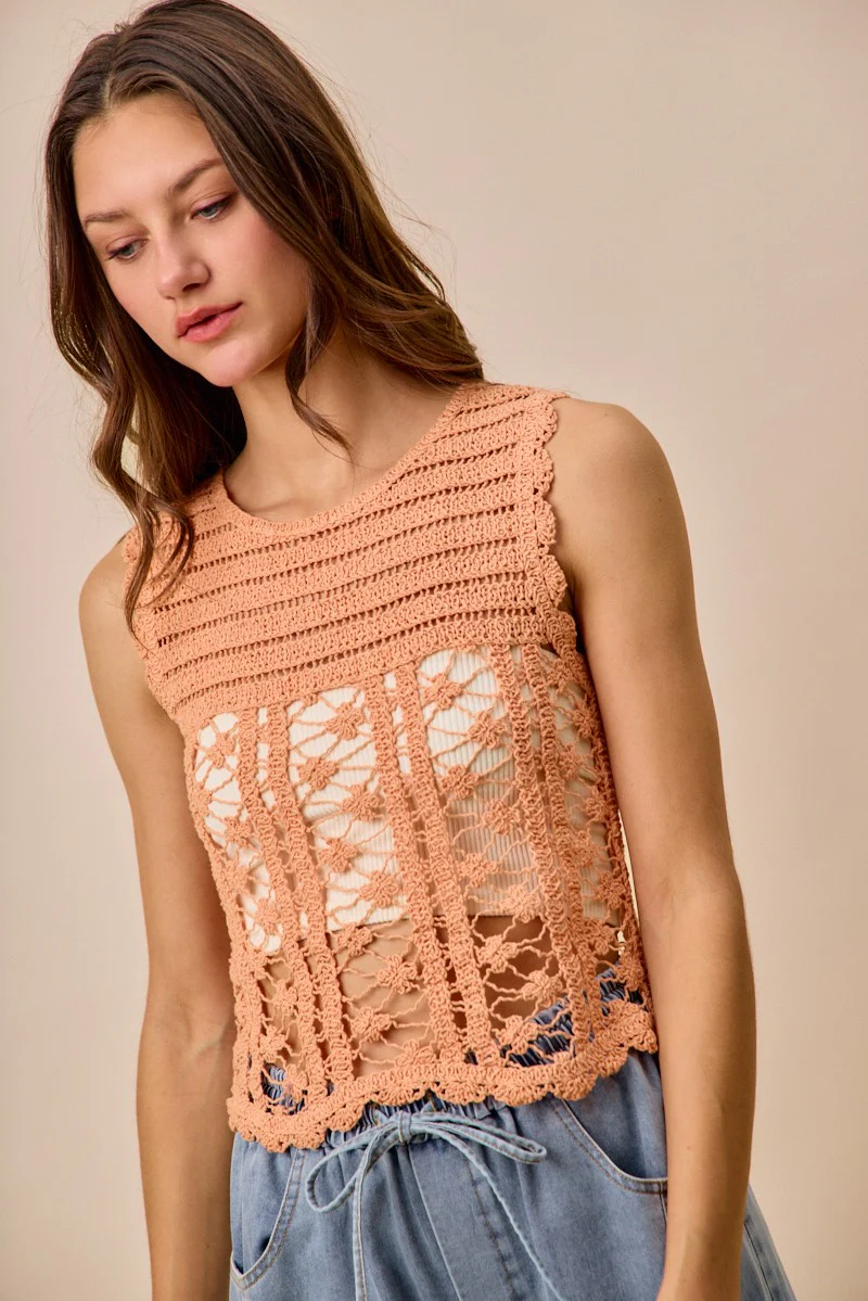 SO ME Crochet Knitted Lace Sweater Tank Top - Image 7
