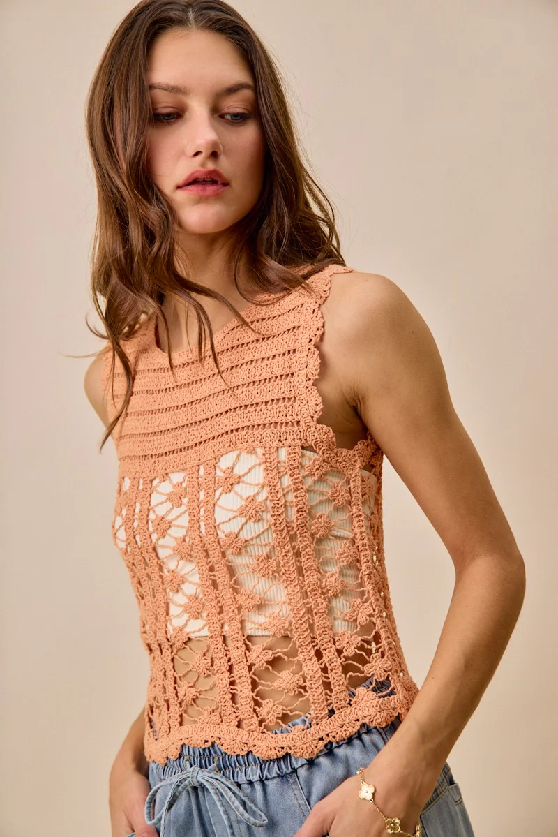 SO ME Crochet Knitted Lace Sweater Tank Top - Image 9