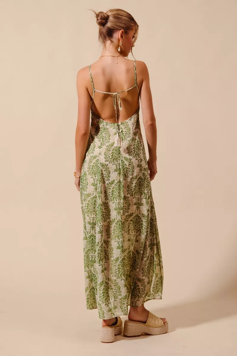 SO ME Damask Floral Summer Maxi Flowy Dress With Open Back - Image 10