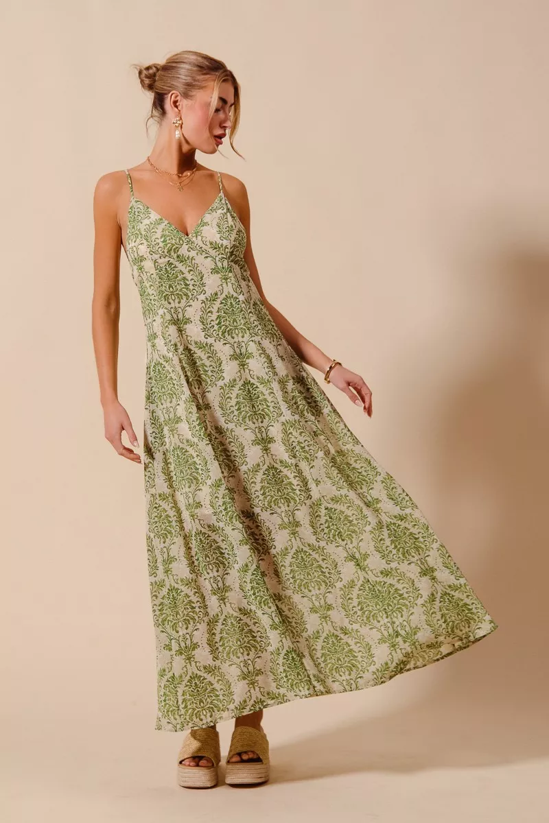 SO ME Damask Floral Summer Maxi Flowy Dress With Open Back - Image 5