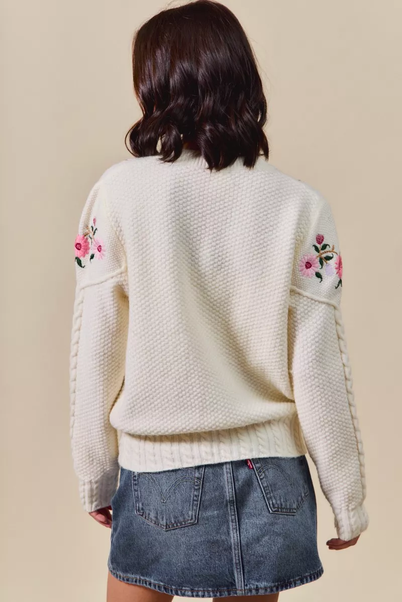 SO ME Floral Embroidered Coquette Sweater Cardigan - Image 10
