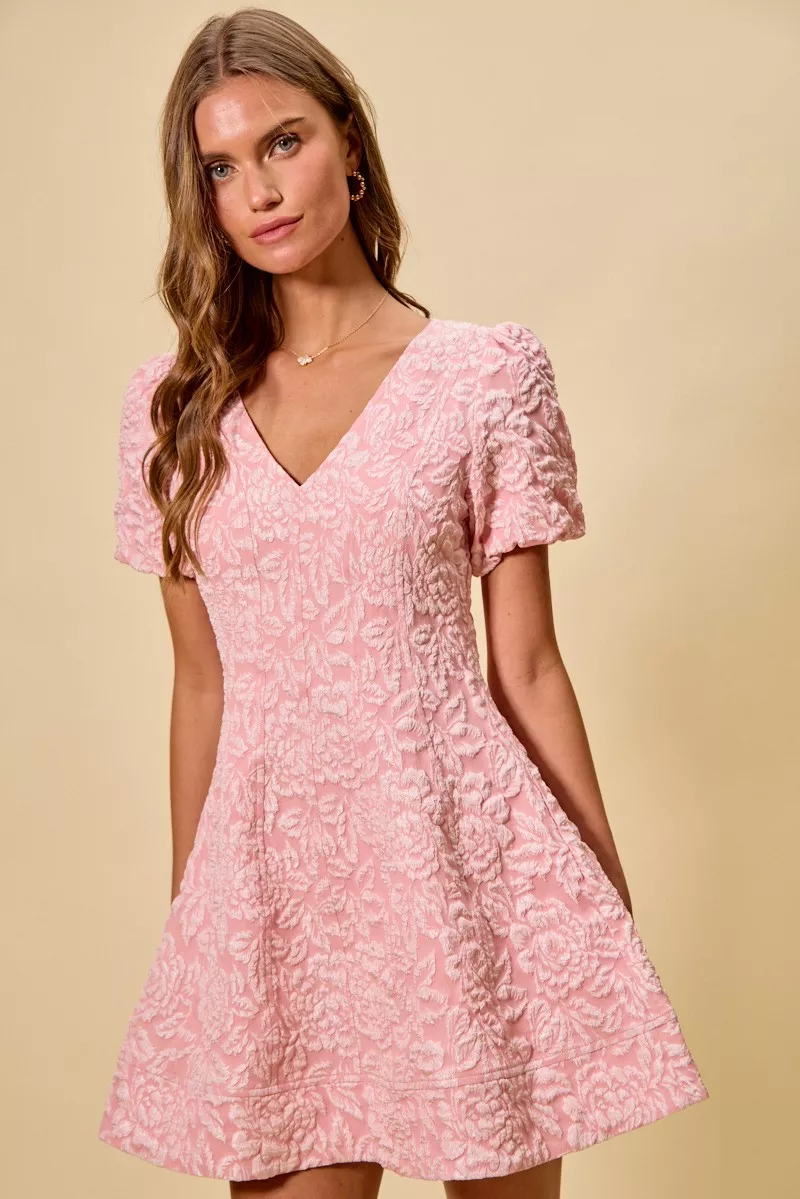 SO ME Floral Jacquard Fit And Flare Daily Mini Dress - Image 10