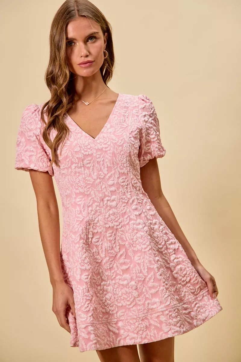 SO ME Floral Jacquard Fit And Flare Daily Mini Dress - Image 11